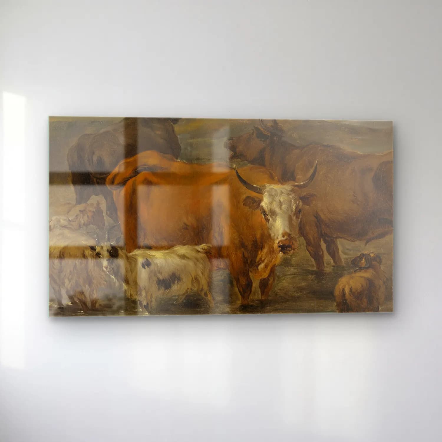 Nicolaes Pietersz. Berchem – Animal Study (17th century) cam tablo — sol açıdan görünüm