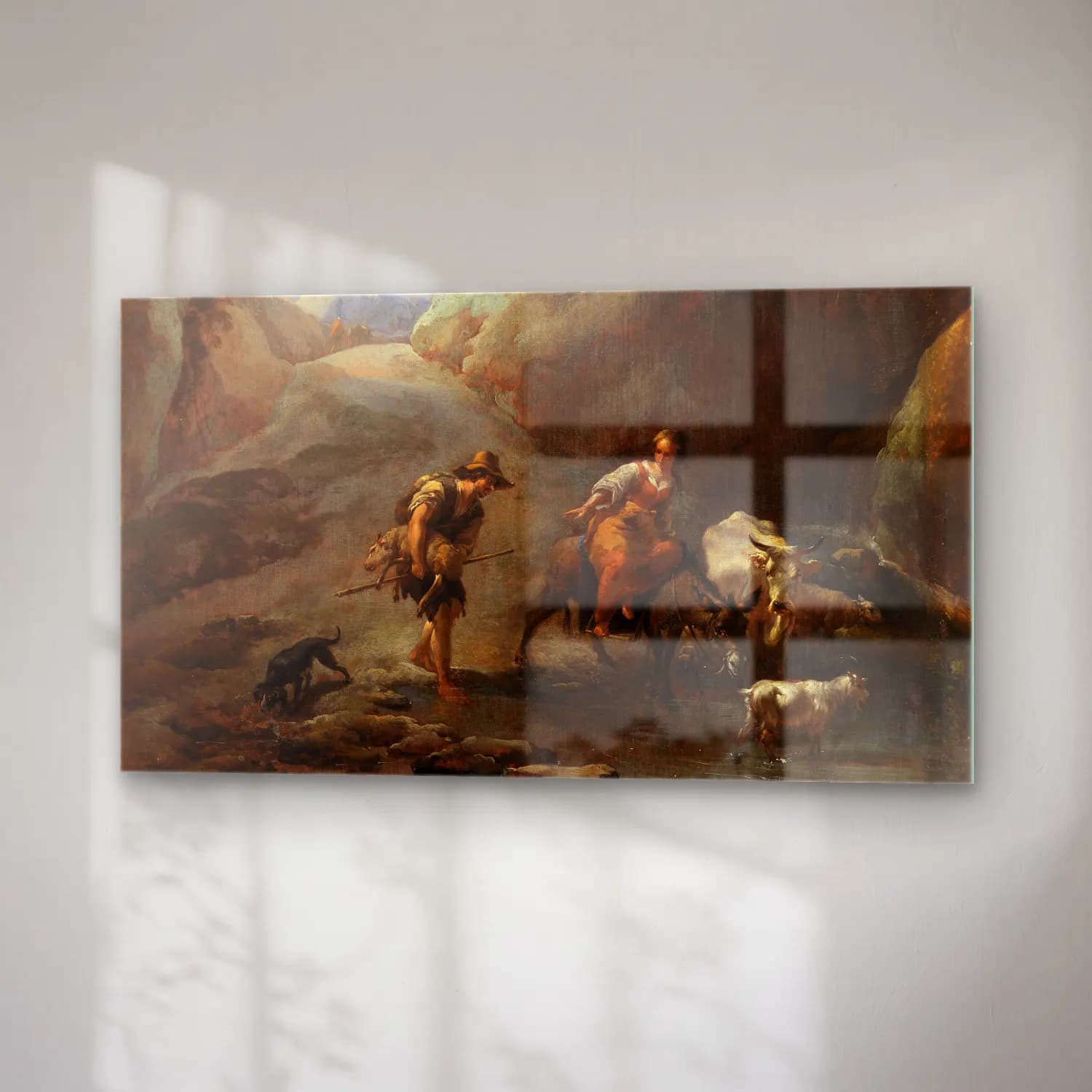 Nicolaes Pietersz. Berchem – Furt im Gebirge cam tablo — sağ açıdan görünüm