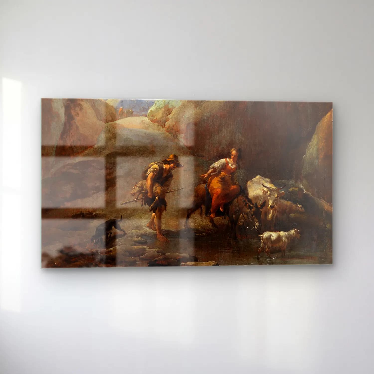 Nicolaes Pietersz. Berchem – Furt im Gebirge cam tablo — sol açıdan görünüm