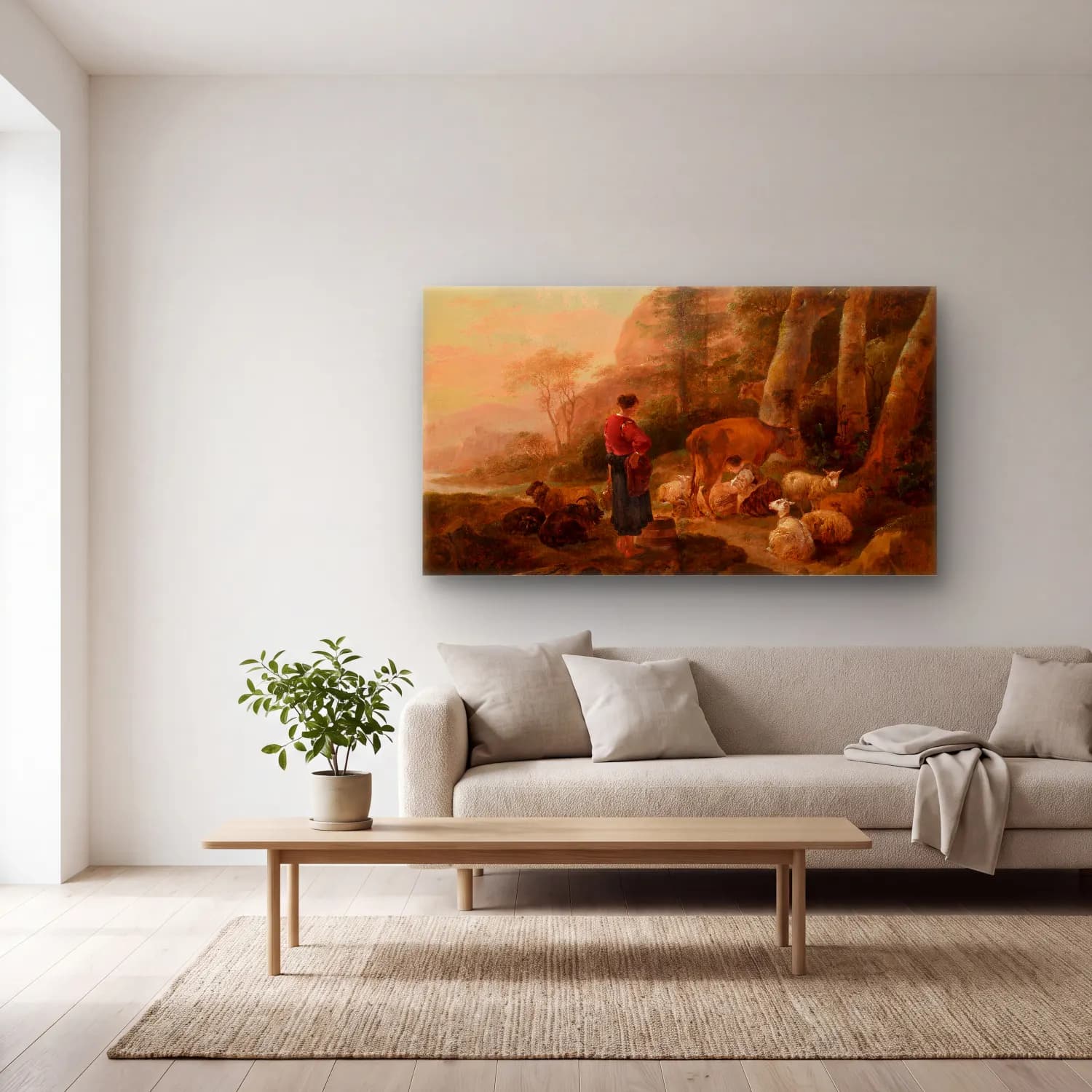Nicolaes Pietersz. Berchem – Italian Landscape cam tablo — açık renk salonda