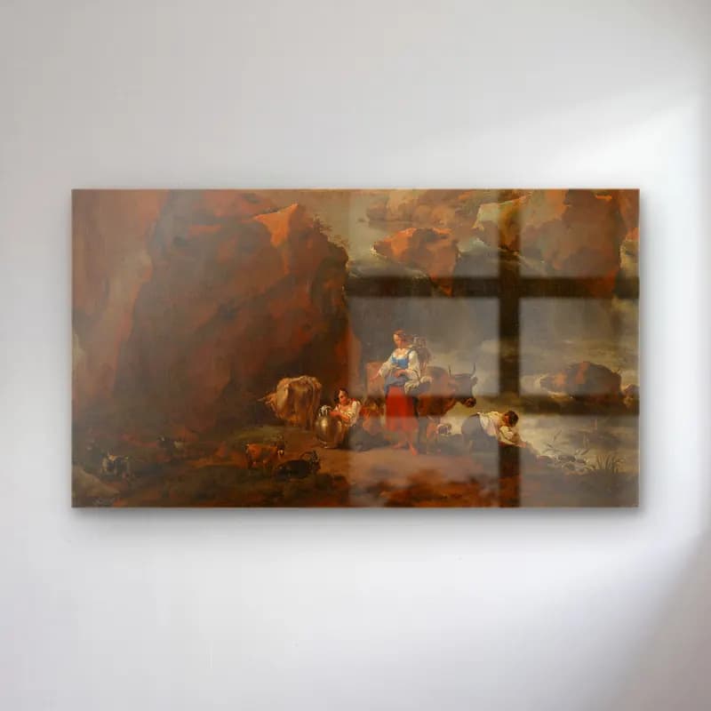 Nicolaes Pietersz. Berchem – Italian Landscape No. 4 cam tablo — Nicolaes Pietersz. Berchem – Italian Landscape No. 4 — yağlı boya mitolojik sahne
