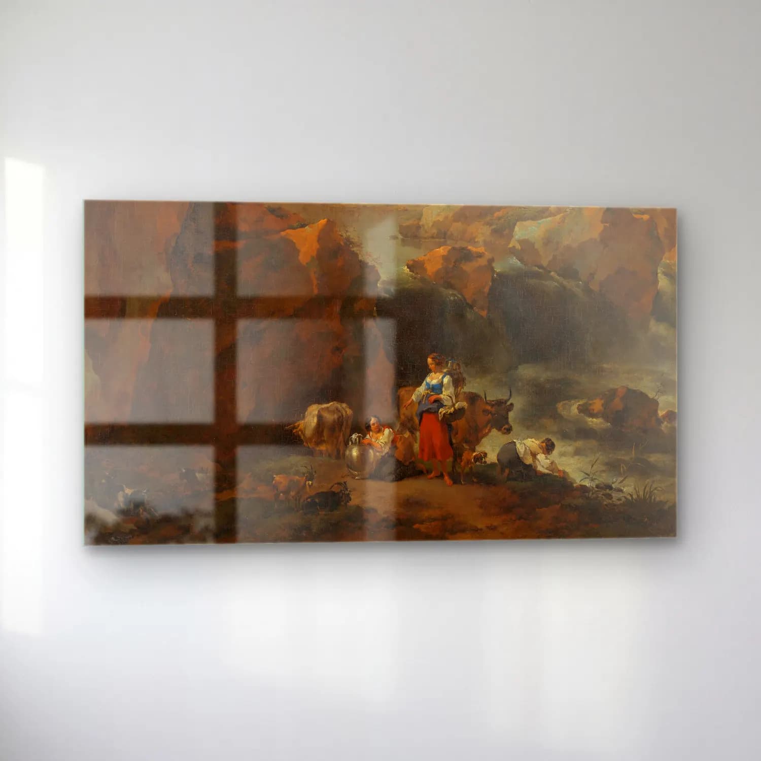 Nicolaes Pietersz. Berchem – Italian Landscape No. 4 cam tablo — sol açıdan görünüm