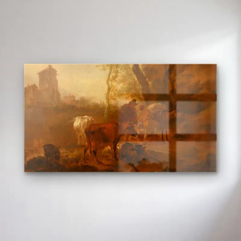 Nicolaes Pietersz. Berchem – Italianate Landscape With Cows cam tablo — Nicolaes Pietersz. Berchem – Italianate Landscape With Cows — yağlı boya i̇nek