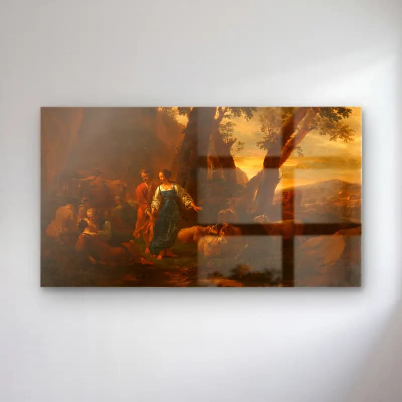 Nicolaes Pietersz. Berchem – Landscape with Peasants and Cattle cam tablo — Nicolaes Pietersz. Berchem – Landscape with Peasants and Cattle — yağlı boya dini sahne
