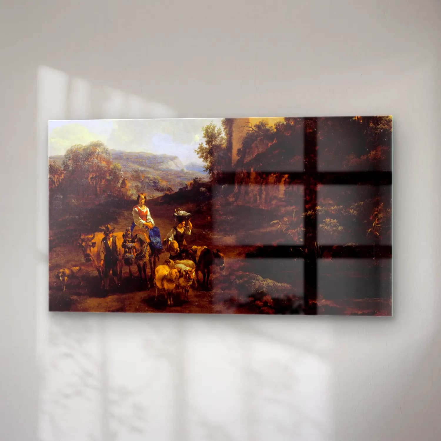Nicolaes Pietersz. Berchem – Landscape with Ruins and Travelers cam tablo — sağ açıdan görünüm