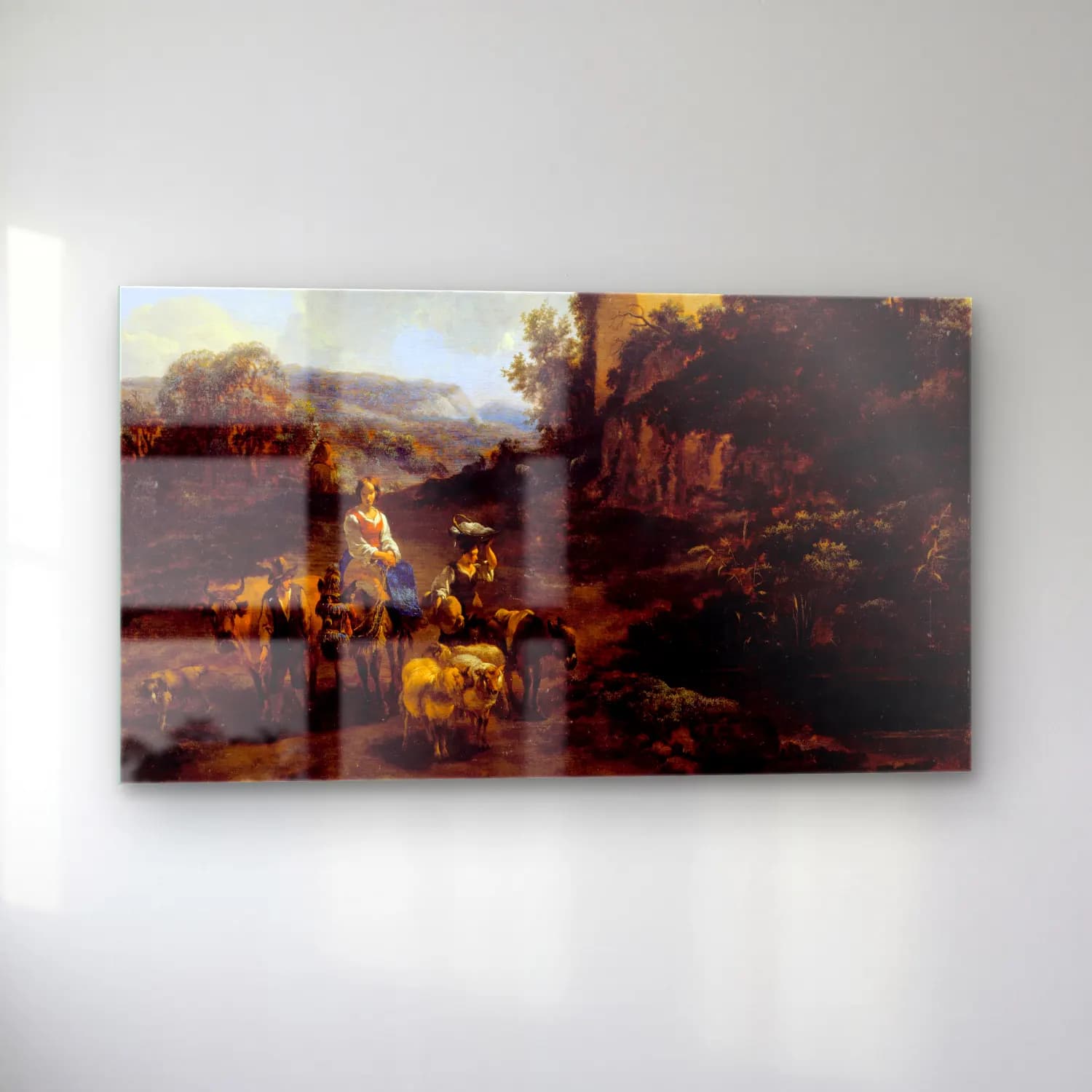Nicolaes Pietersz. Berchem – Landscape with Ruins and Travelers cam tablo — sol açıdan görünüm