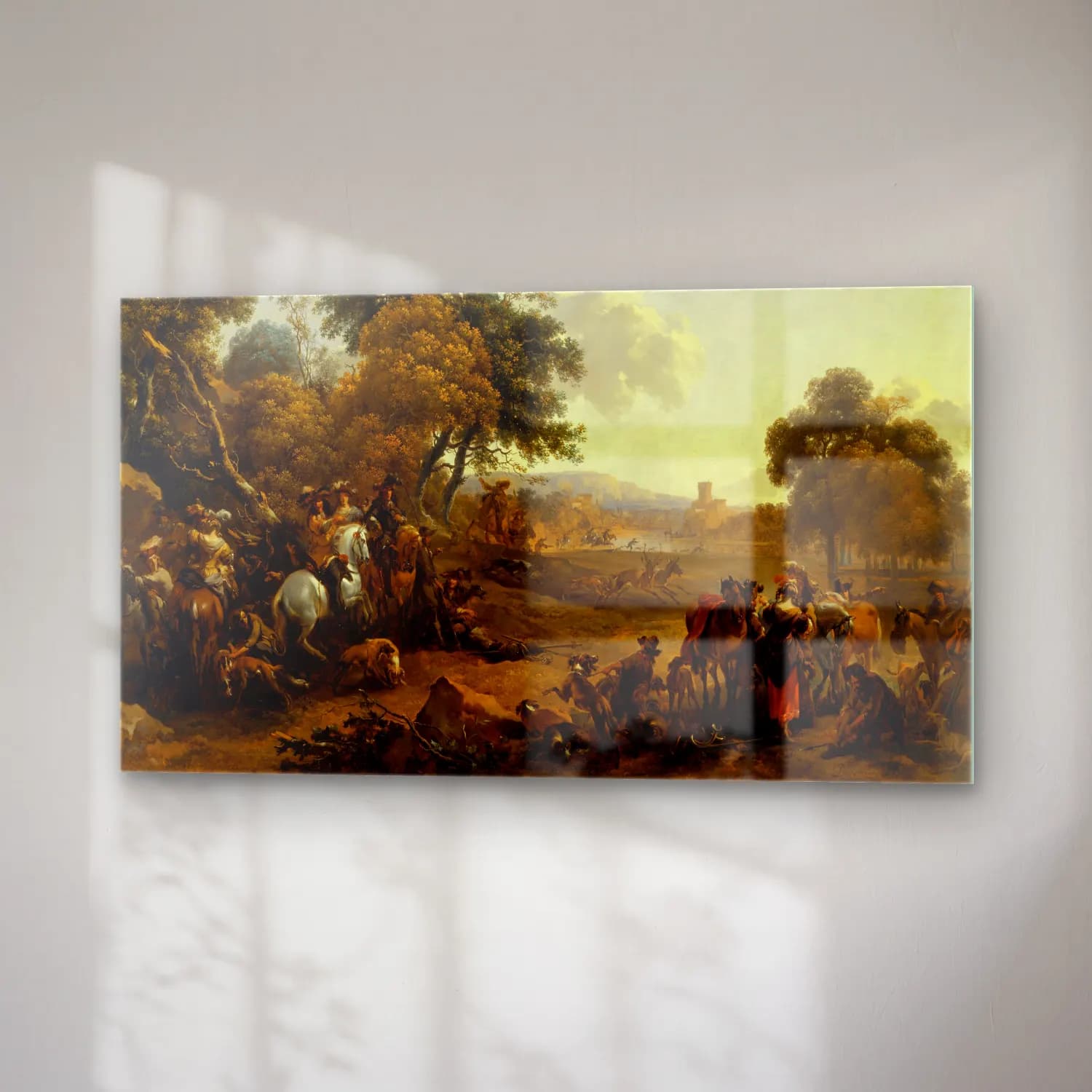 Nicolaes Pietersz. Berchem – Landscape with a Hunting Party cam tablo — sağ açıdan görünüm