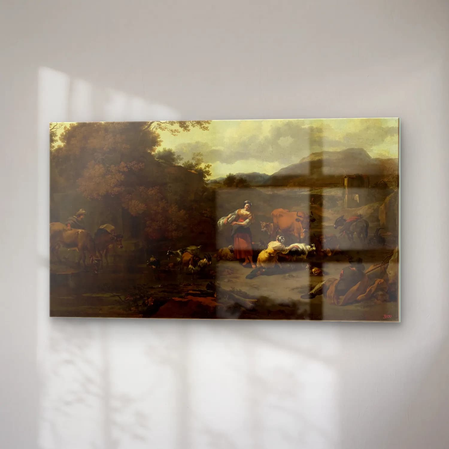 Nicolaes Pietersz. Berchem – Landscape with a pastoral scene cam tablo — sağ açıdan görünüm
