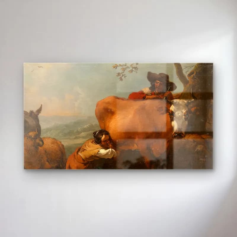 Nicolaes Pietersz. Berchem – Milking-time cam tablo — Nicolaes Pietersz. Berchem – Milking-time — yağlı boya i̇nek