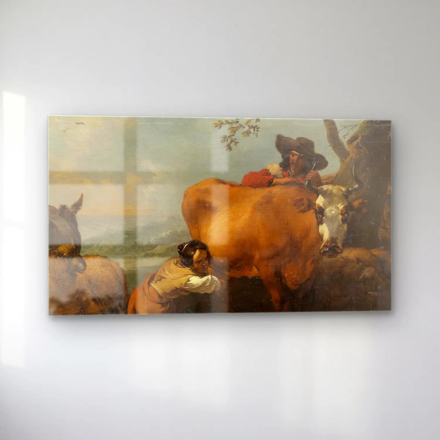 Nicolaes Pietersz. Berchem – Milking-time cam tablo — sol açıdan görünüm