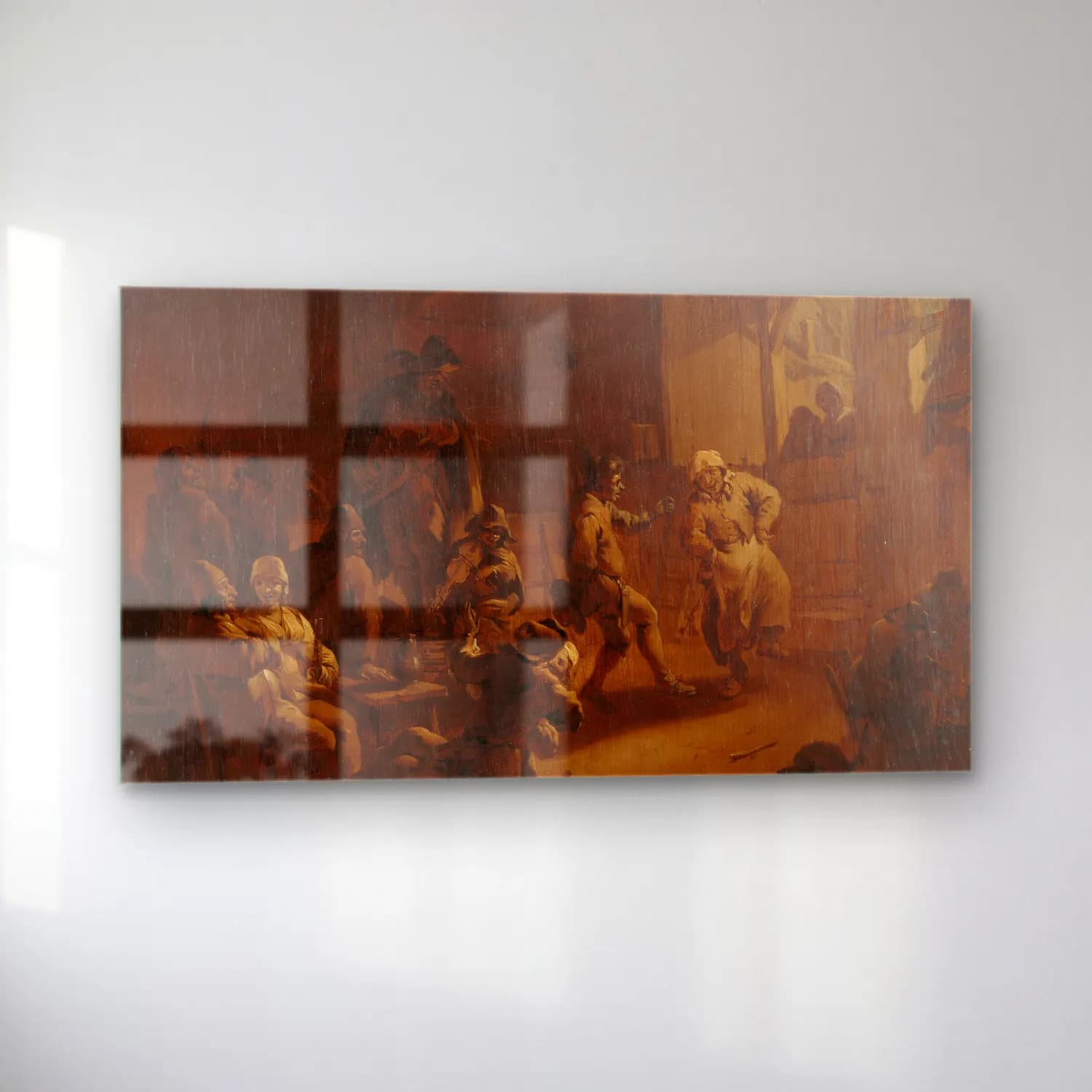 Nicolaes Pietersz. Berchem – Peasants Dancing in a Barn cam tablo — sol açıdan görünüm