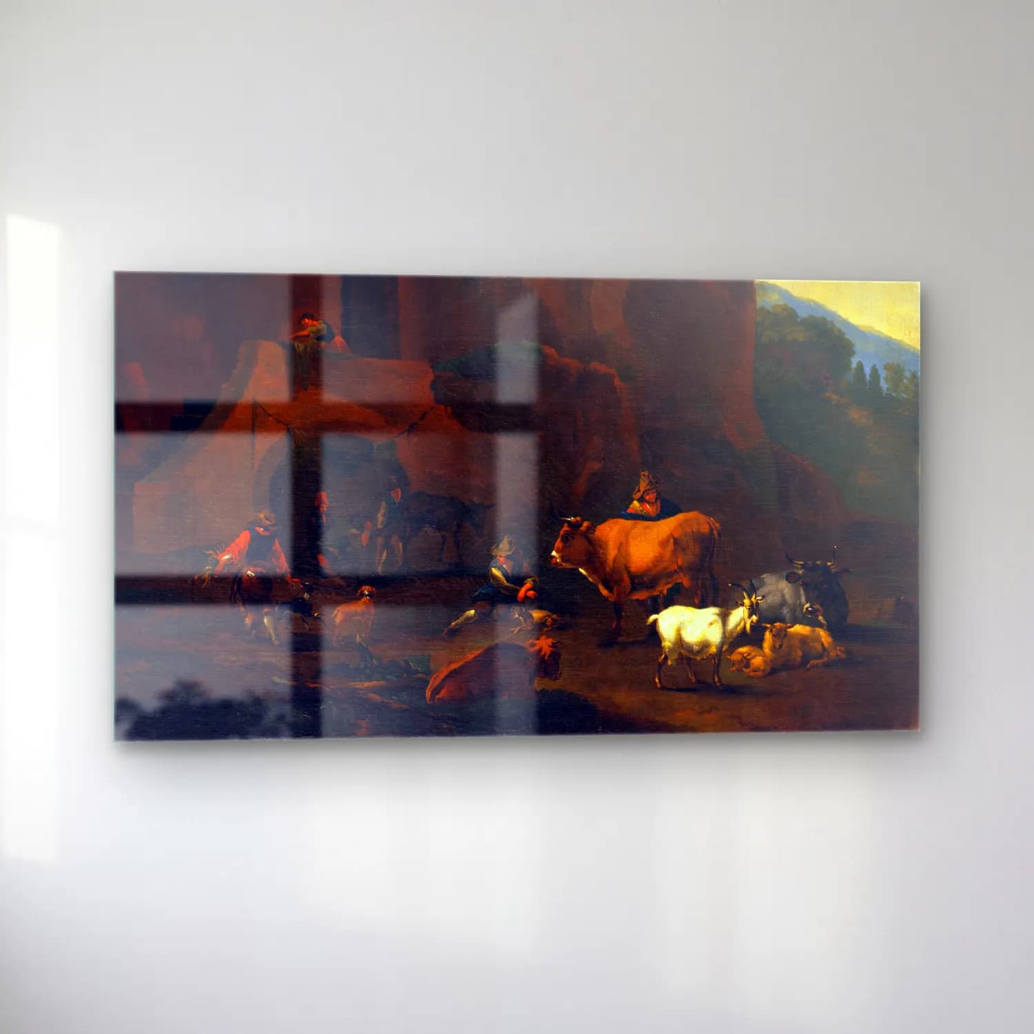 Nicolaes Pietersz. Berchem – Peasants and Cattle cam tablo — sol açıdan görünüm