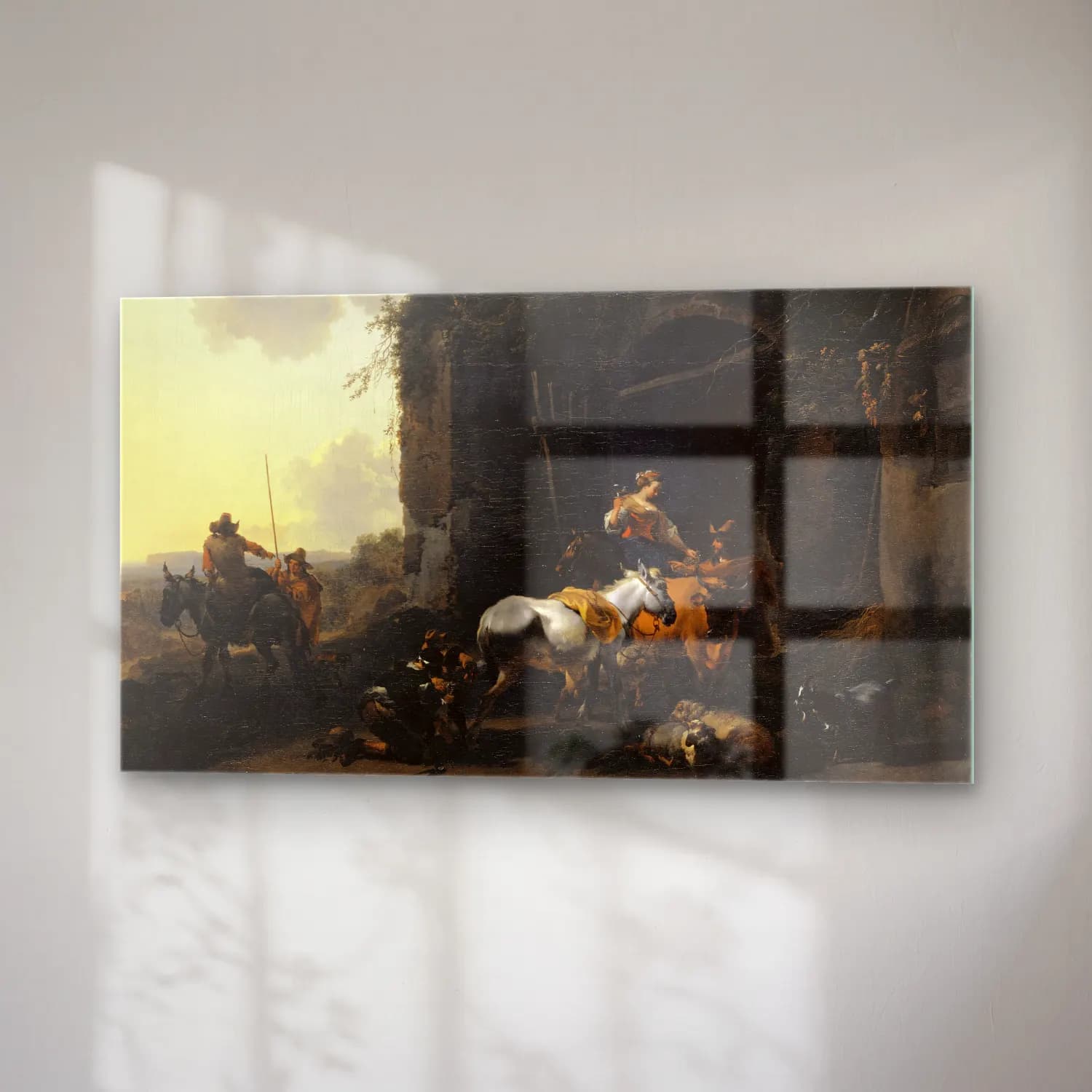 Nicolaes Pietersz. Berchem – Rest in front of a Tavern cam tablo — sağ açıdan görünüm