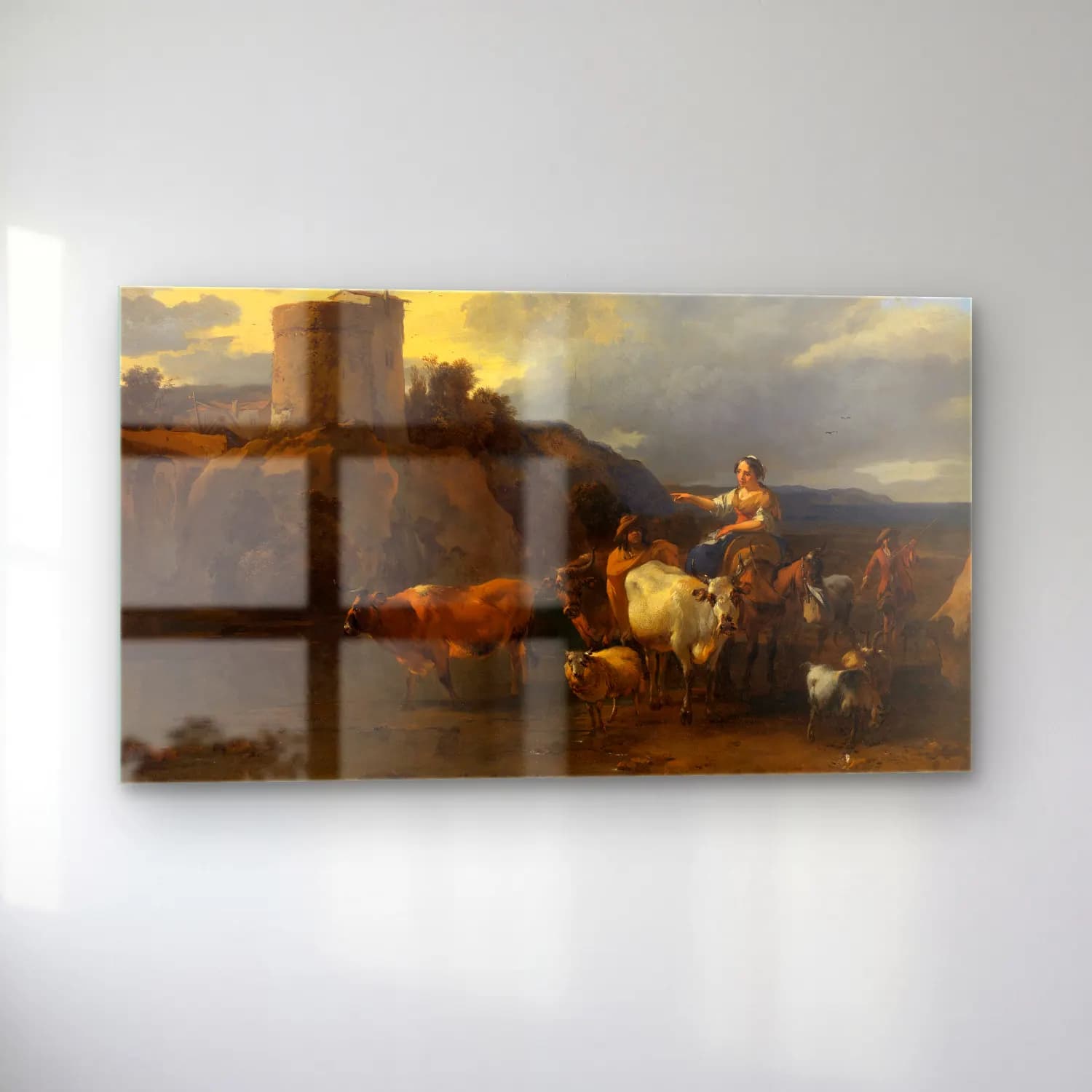 Nicolaes Pietersz. Berchem – Returning from the Meadow cam tablo — sol açıdan görünüm