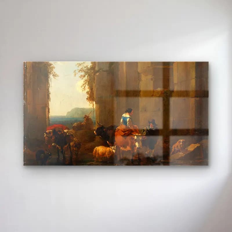 Nicolaes Pietersz. Berchem – Ruins in Italy cam tablo — Nicolaes Pietersz. Berchem – Ruins in Italy — yağlı boya dini sahne