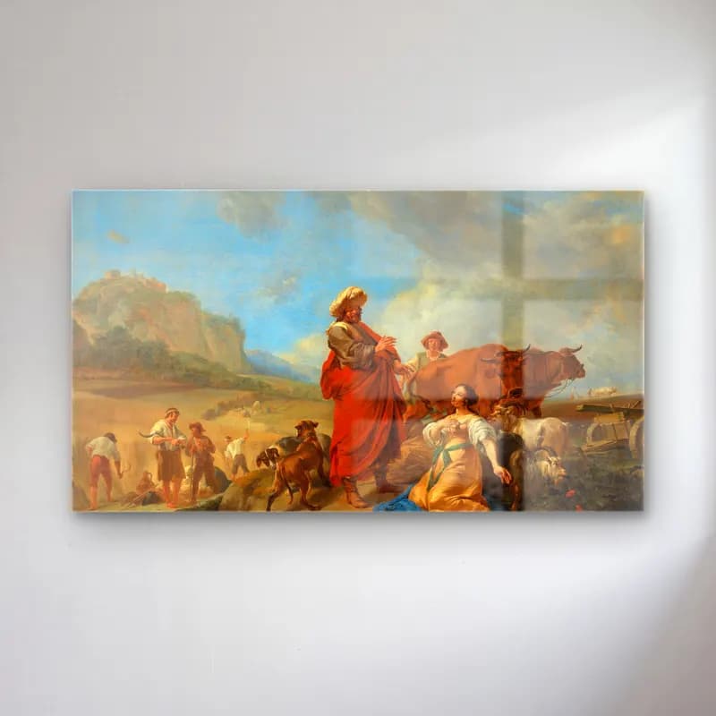 Nicolaes Pietersz. Berchem – Ruth and Boas cam tablo — Nicolaes Pietersz. Berchem – Ruth and Boas — yağlı boya dini sahne