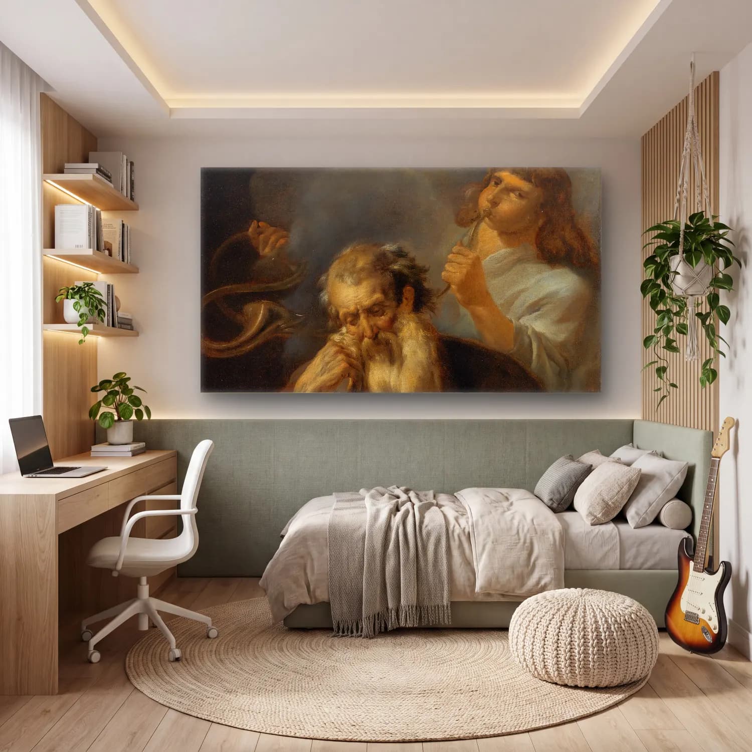 Nicolaes Pietersz. Berchem – Saint Jerome cam tablo — genç odasında