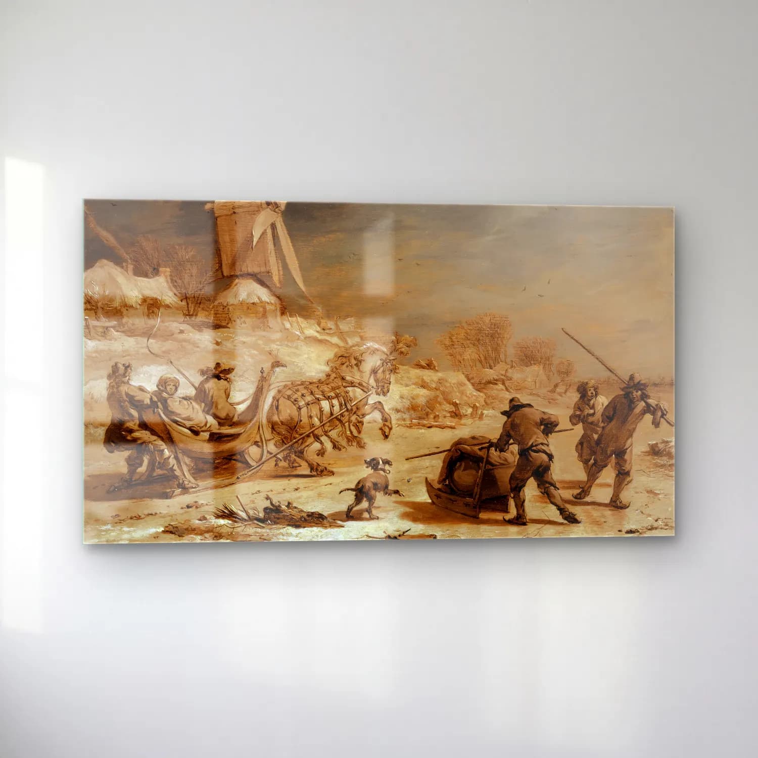Nicolaes Pietersz. Berchem – Sledging cam tablo — sol açıdan görünüm