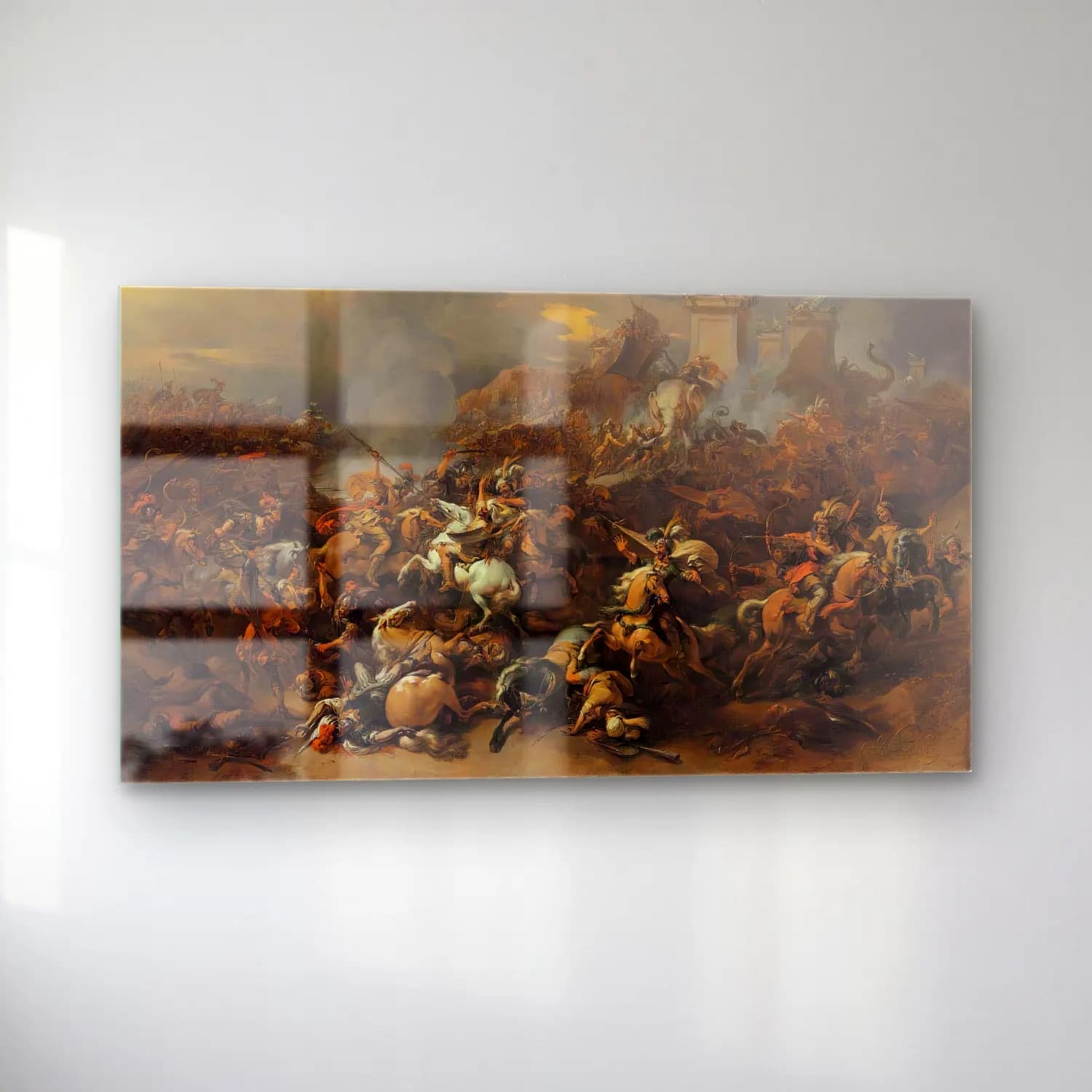 Nicolaes Pietersz. Berchem – The Battle between Alexander and Porus cam tablo — sol açıdan görünüm