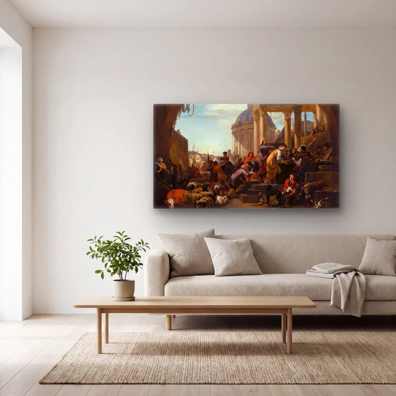 Nicolaes Pietersz. Berchem – The Calling of St Matthew cam tablo — açık renk salonda