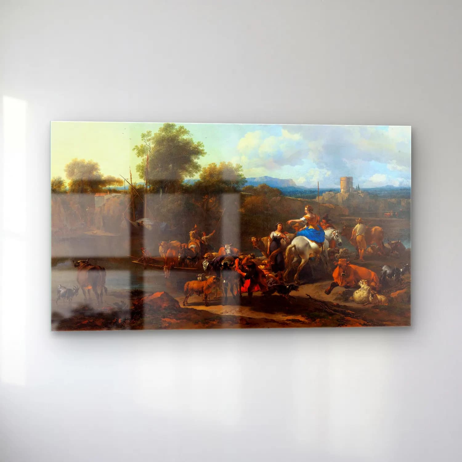 Nicolaes Pietersz. Berchem – The Cattle Ferry cam tablo — sol açıdan görünüm