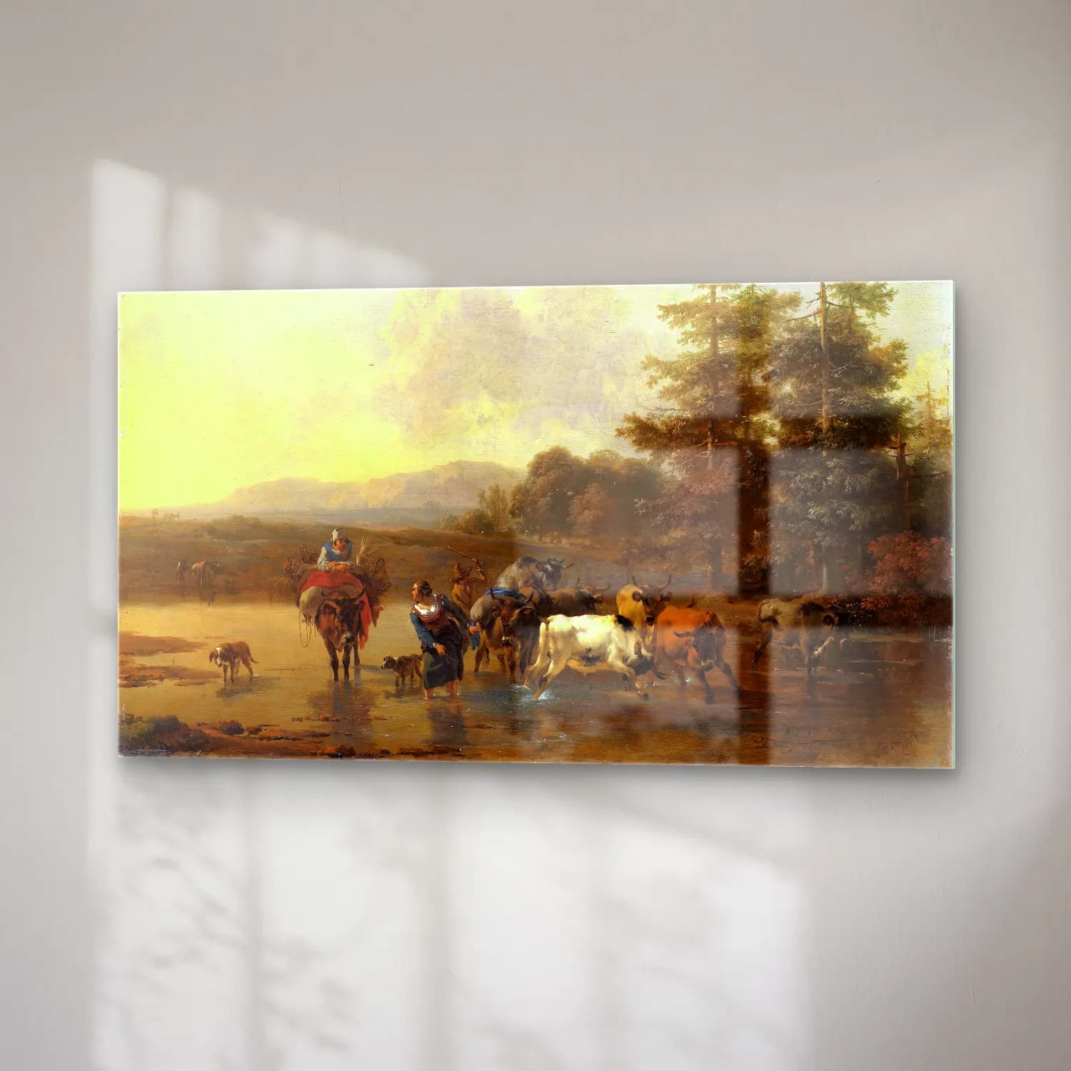 Nicolaes Pietersz. Berchem – The Cattle Herd cam tablo — sağ açıdan görünüm