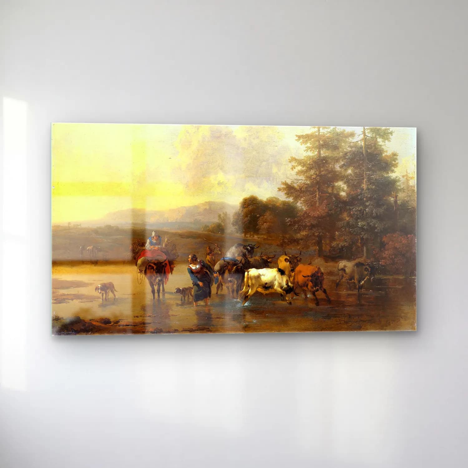 Nicolaes Pietersz. Berchem – The Cattle Herd cam tablo — sol açıdan görünüm