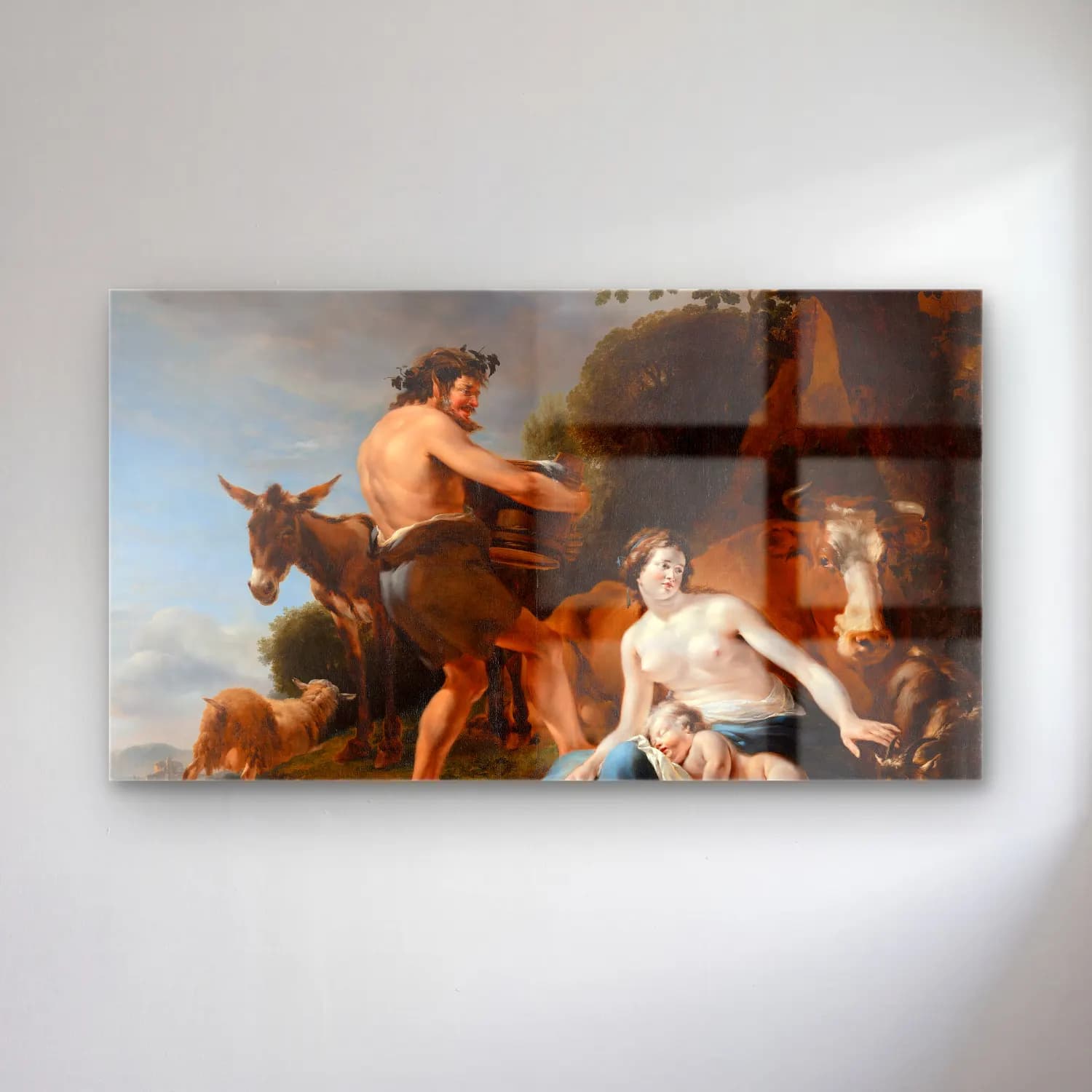 Nicolaes Pietersz. Berchem – The Infancy of Zeus cam tablo — Nicolaes Pietersz. Berchem – The Infancy of Zeus — yağlı boya mitolojik sahne