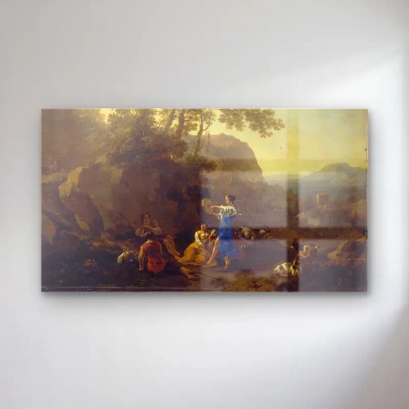 Nicolaes Pietersz. Berchem – The Musical Shepherdess cam tablo — Nicolaes Pietersz. Berchem – The Musical Shepherdess — yağlı boya mitolojik sahne