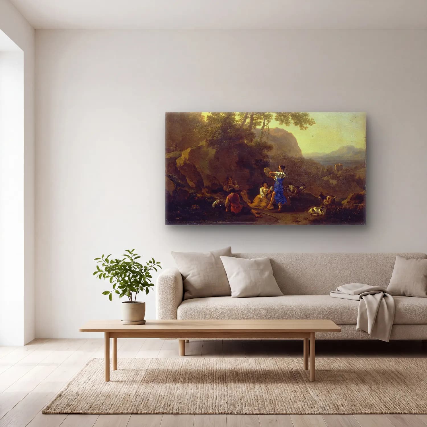 Nicolaes Pietersz. Berchem – The Musical Shepherdess cam tablo — açık renk salonda