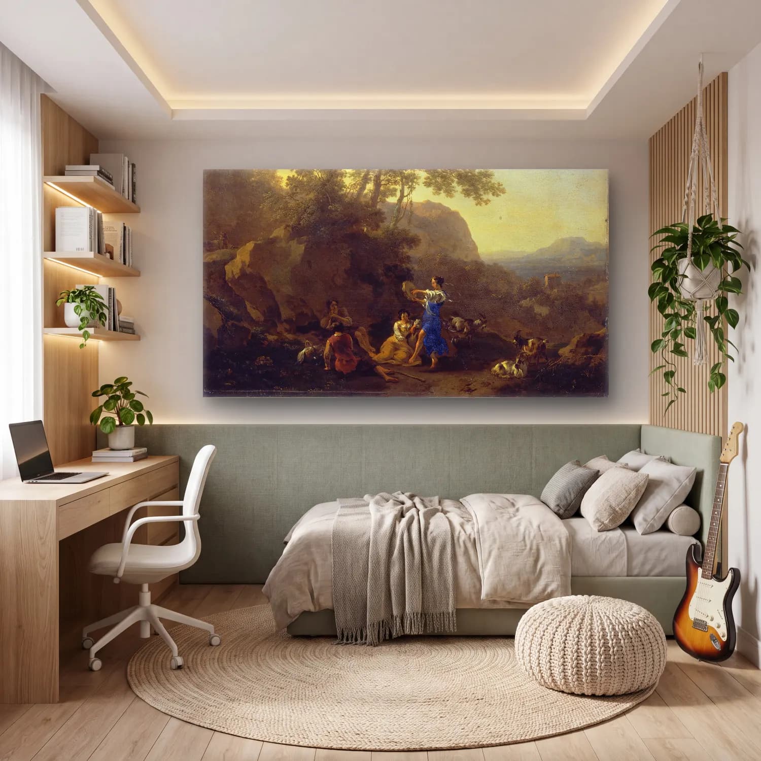 Nicolaes Pietersz. Berchem – The Musical Shepherdess cam tablo — genç odasında