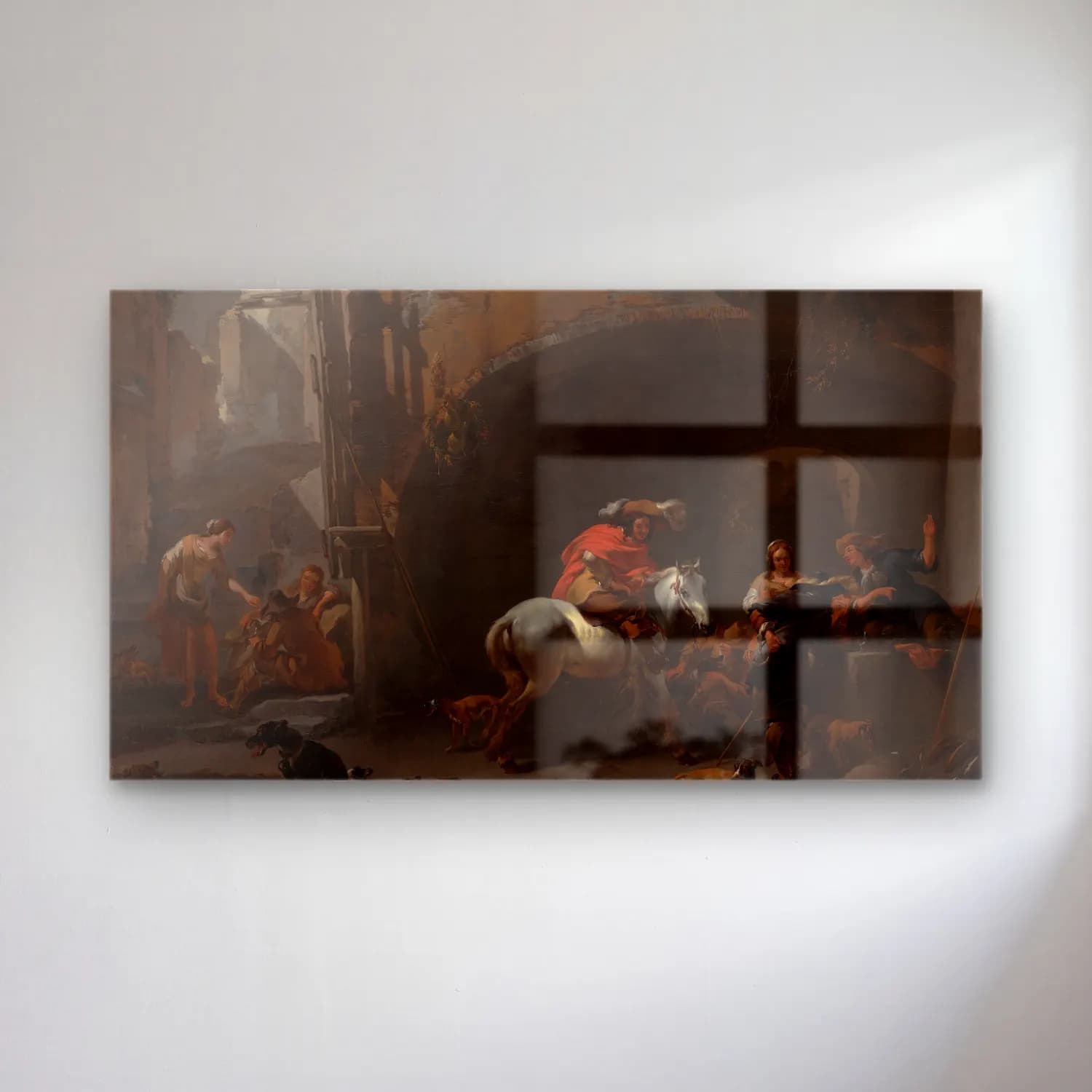 Nicolaes Pietersz. Berchem – The Return from the Hunt cam tablo — Nicolaes Pietersz. Berchem – The Return from the Hunt — yağlı boya savaş sahnesi