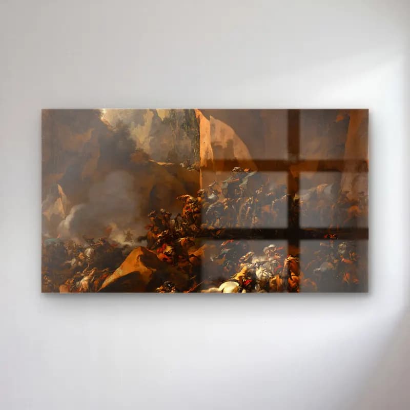Nicolaes Pietersz. Berchem – Travellers Ambushed cam tablo — Nicolaes Pietersz. Berchem – Travellers Ambushed — yağlı boya savaş sahnesi