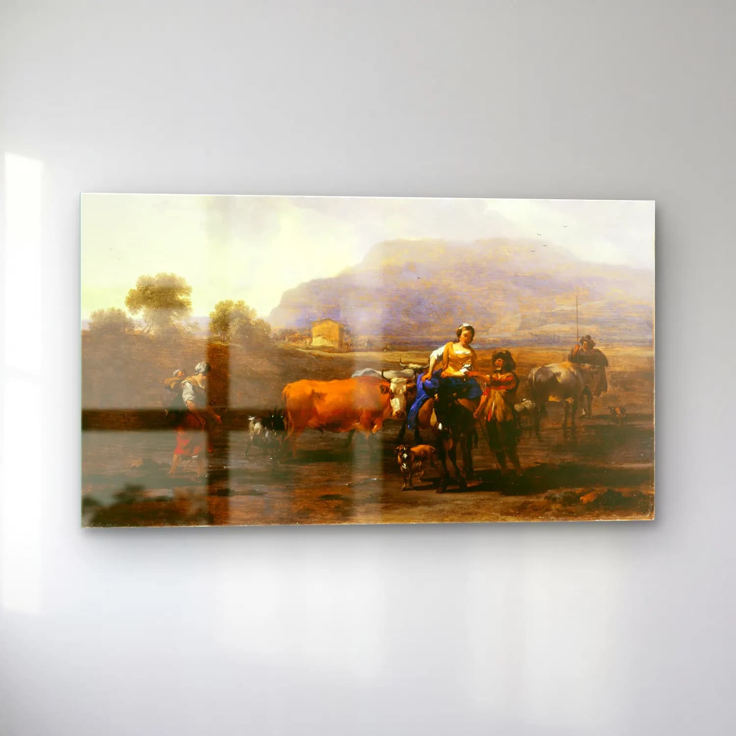 Nicolaes Pietersz. Berchem – Travelling Peasants (Le Soir) cam tablo — sol açıdan görünüm