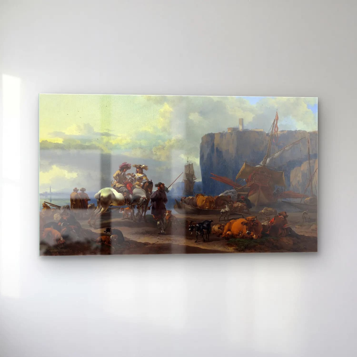Nicolaes Pietersz. Berchem – View of an Italian Port (early 1660s) cam tablo — sol açıdan görünüm