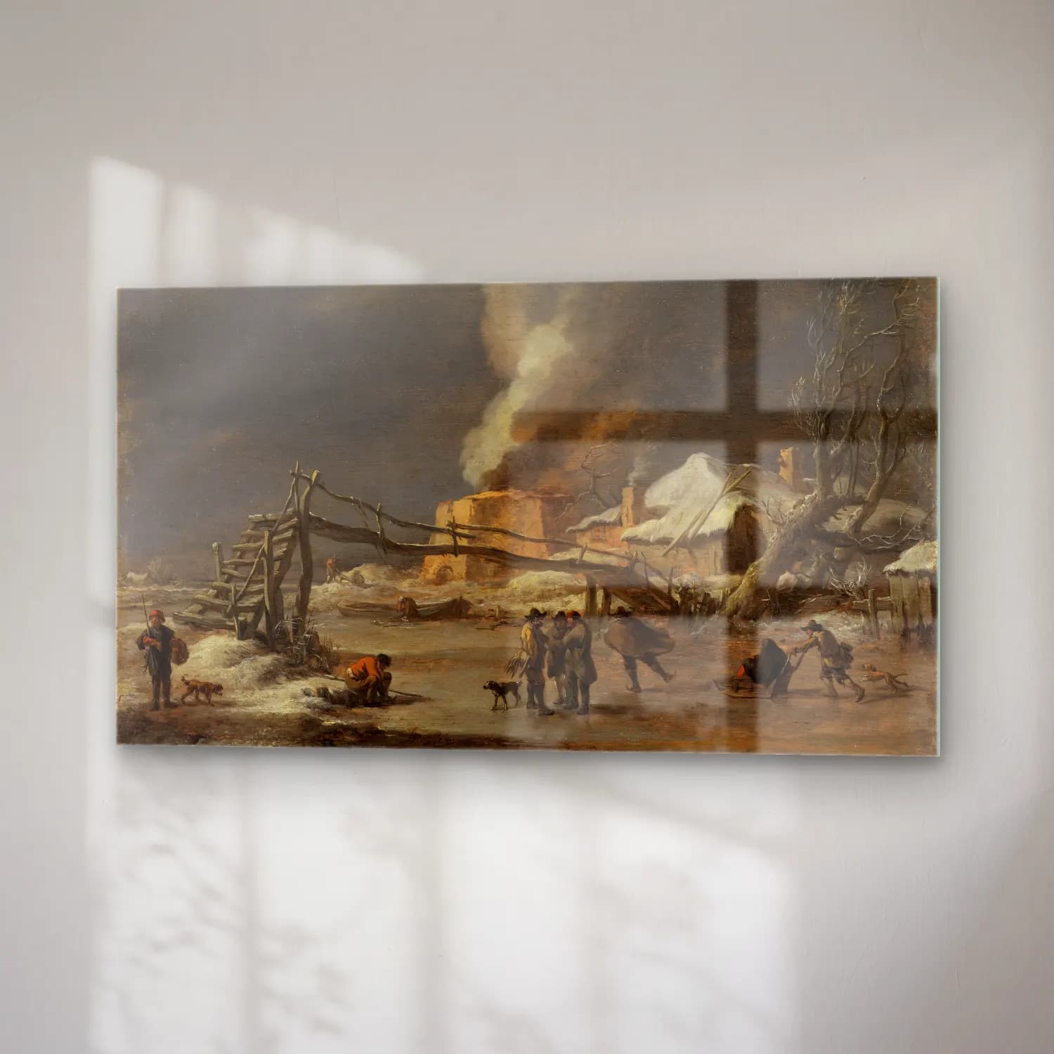 Nicolaes Pietersz. Berchem – Winterlandschaft mit Kalkofen cam tablo — sağ açıdan görünüm