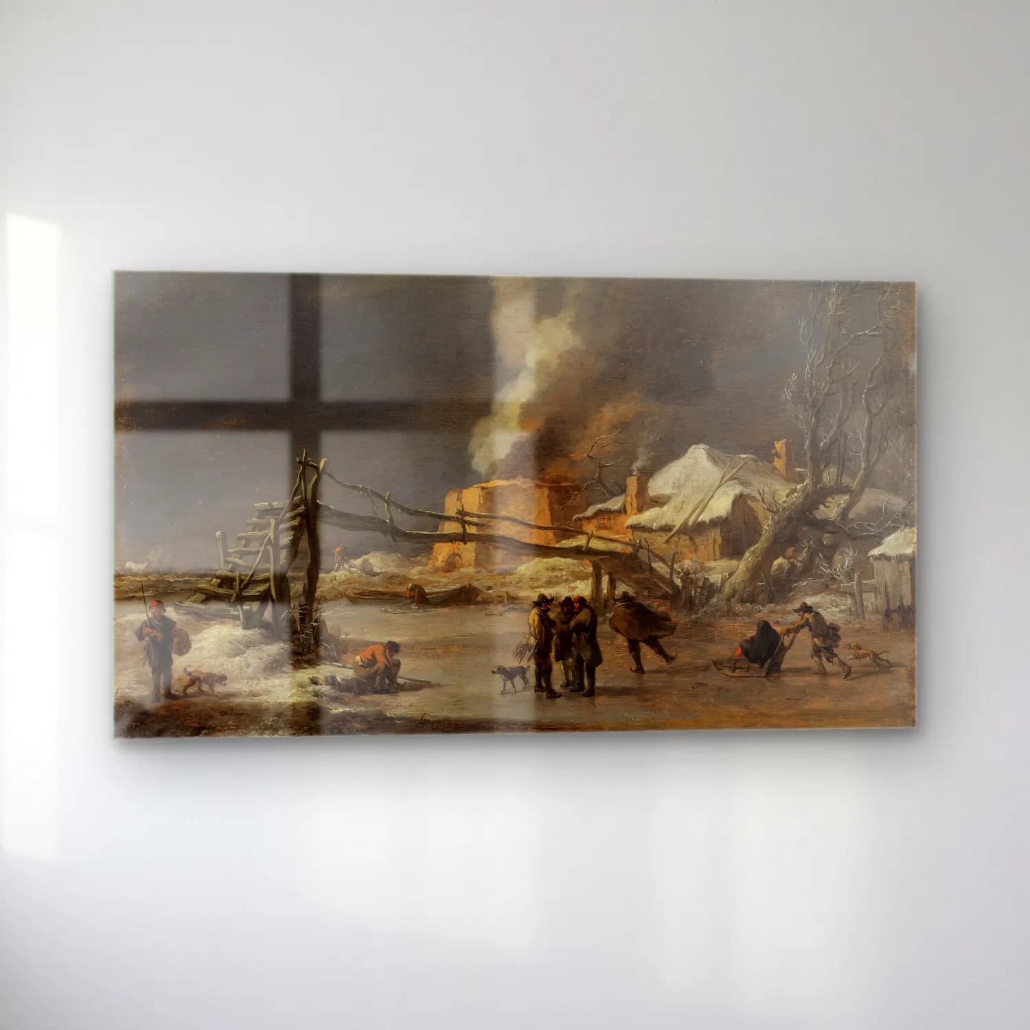 Nicolaes Pietersz. Berchem – Winterlandschaft mit Kalkofen cam tablo — sol açıdan görünüm