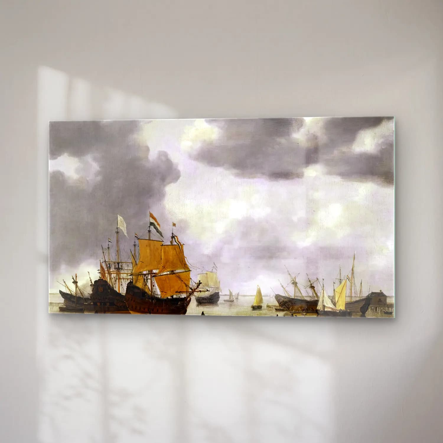 Reiner Nooms – Dutch Ships Awaiting Repair on the Ij at Amsterdam cam tablo — sağ açıdan görünüm