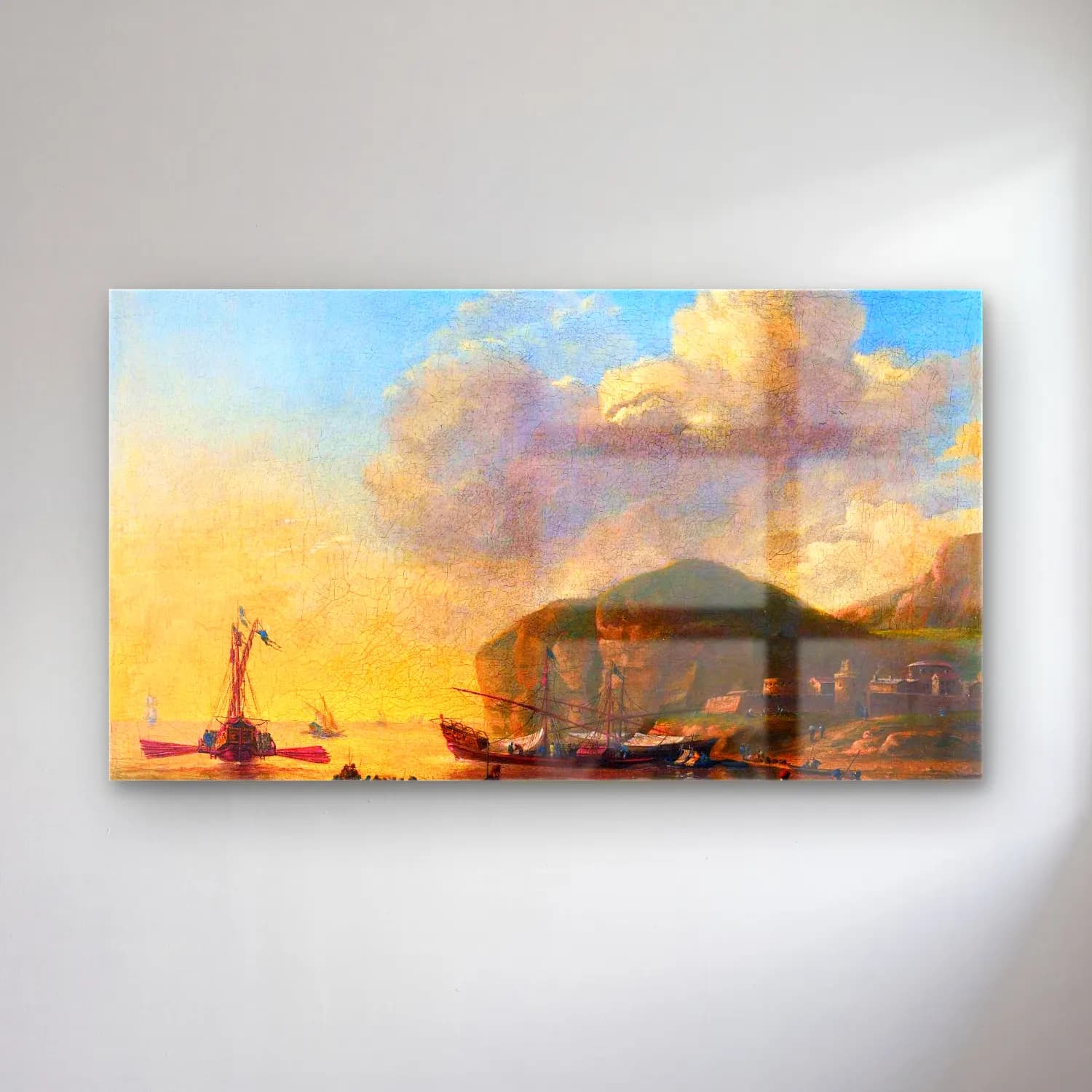 Reiner Nooms – Shipping before a Mediterranean Coast cam tablo — Reiner Nooms – Shipping before a Mediterranean Coast — yağlı boya liman ve tekneler