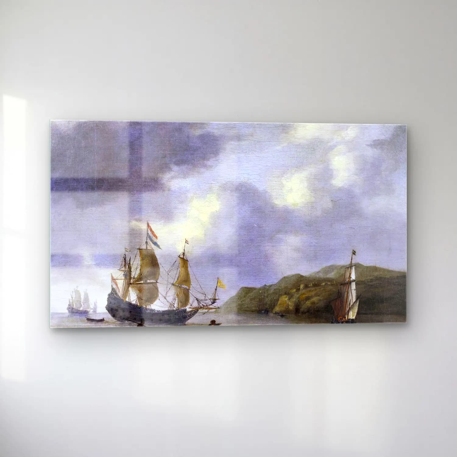 Reiner Nooms – Ships off the Coast of North Africa cam tablo — sol açıdan görünüm