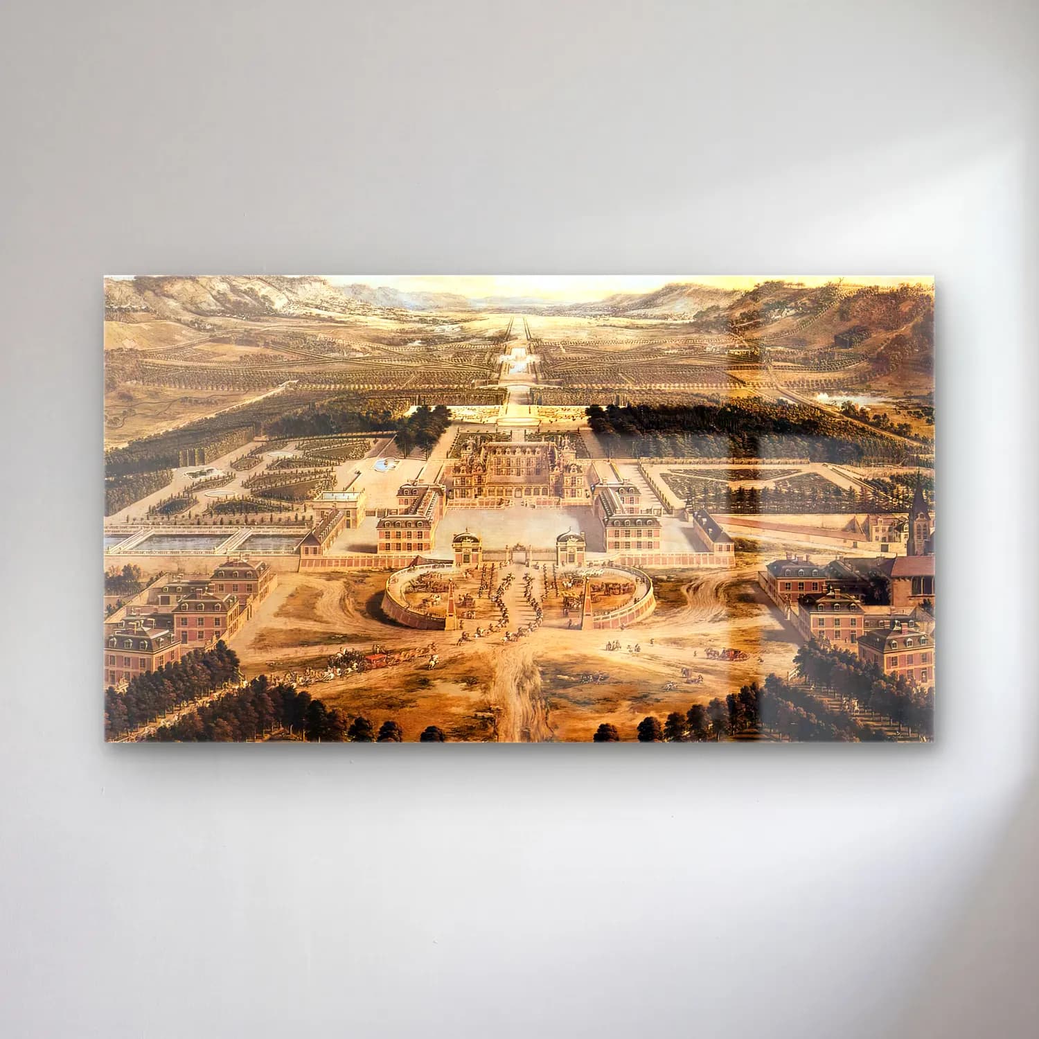Pierre Patel – Bird s Eye View of Versailles cam tablo — Pierre Patel – Bird s Eye View of Versailles — vintage şato