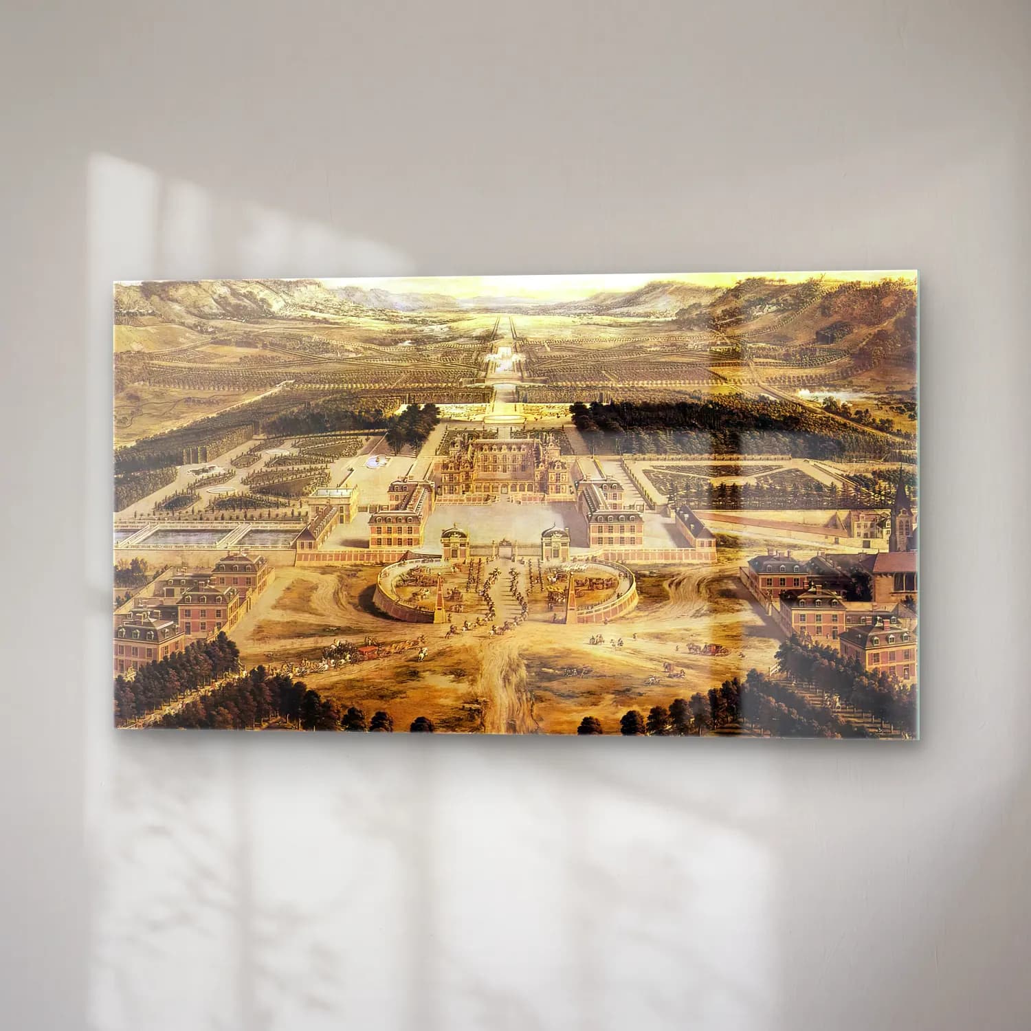 Pierre Patel – Bird s Eye View of Versailles cam tablo — sağ açıdan görünüm