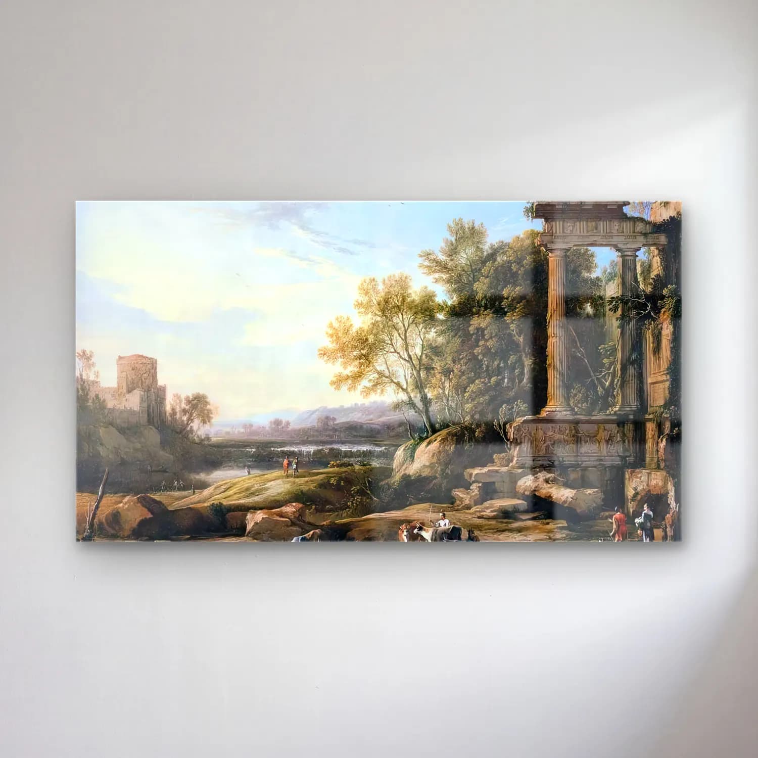 Pierre Patel – Italianate Landscape cam tablo — Pierre Patel – Italianate Landscape — suluboya kırda nehir