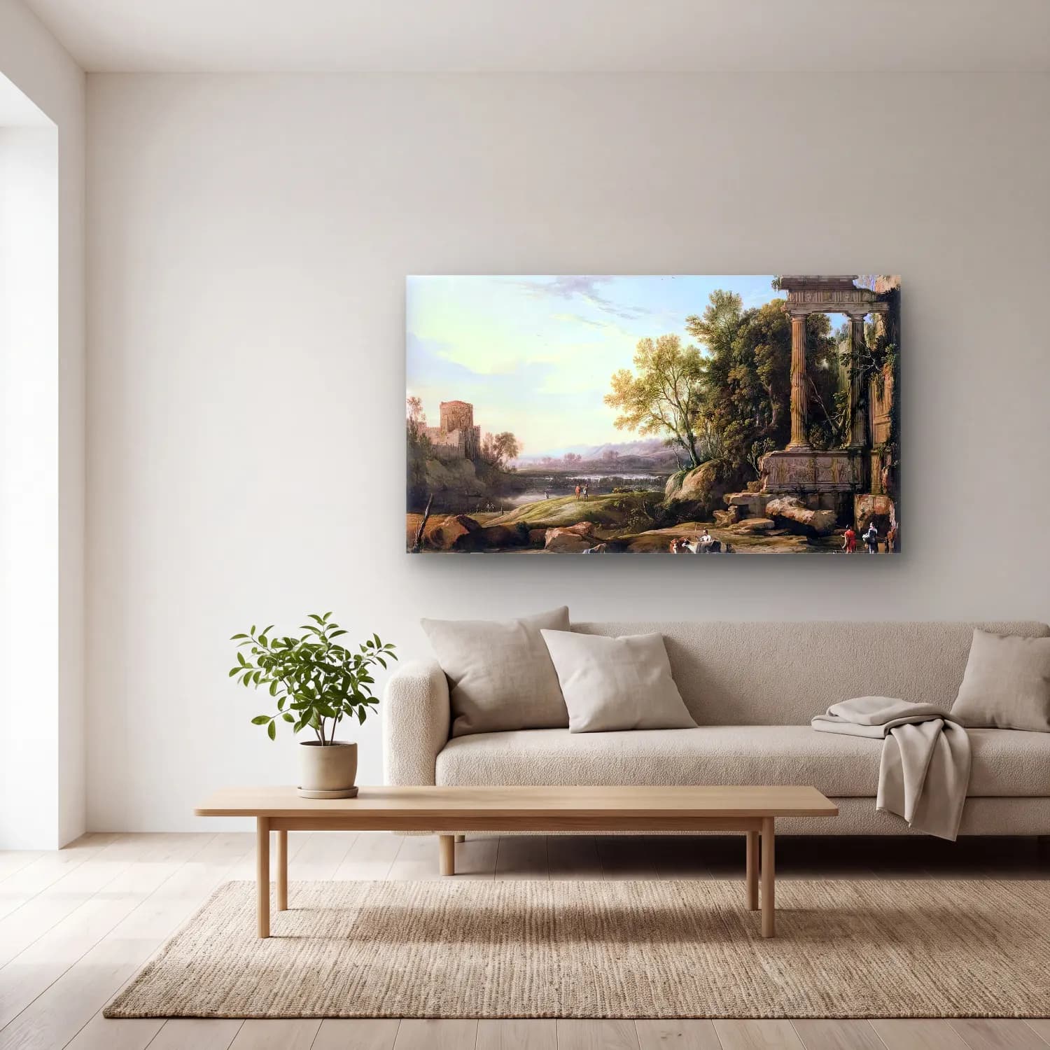 Pierre Patel – Italianate Landscape cam tablo — açık renk salonda