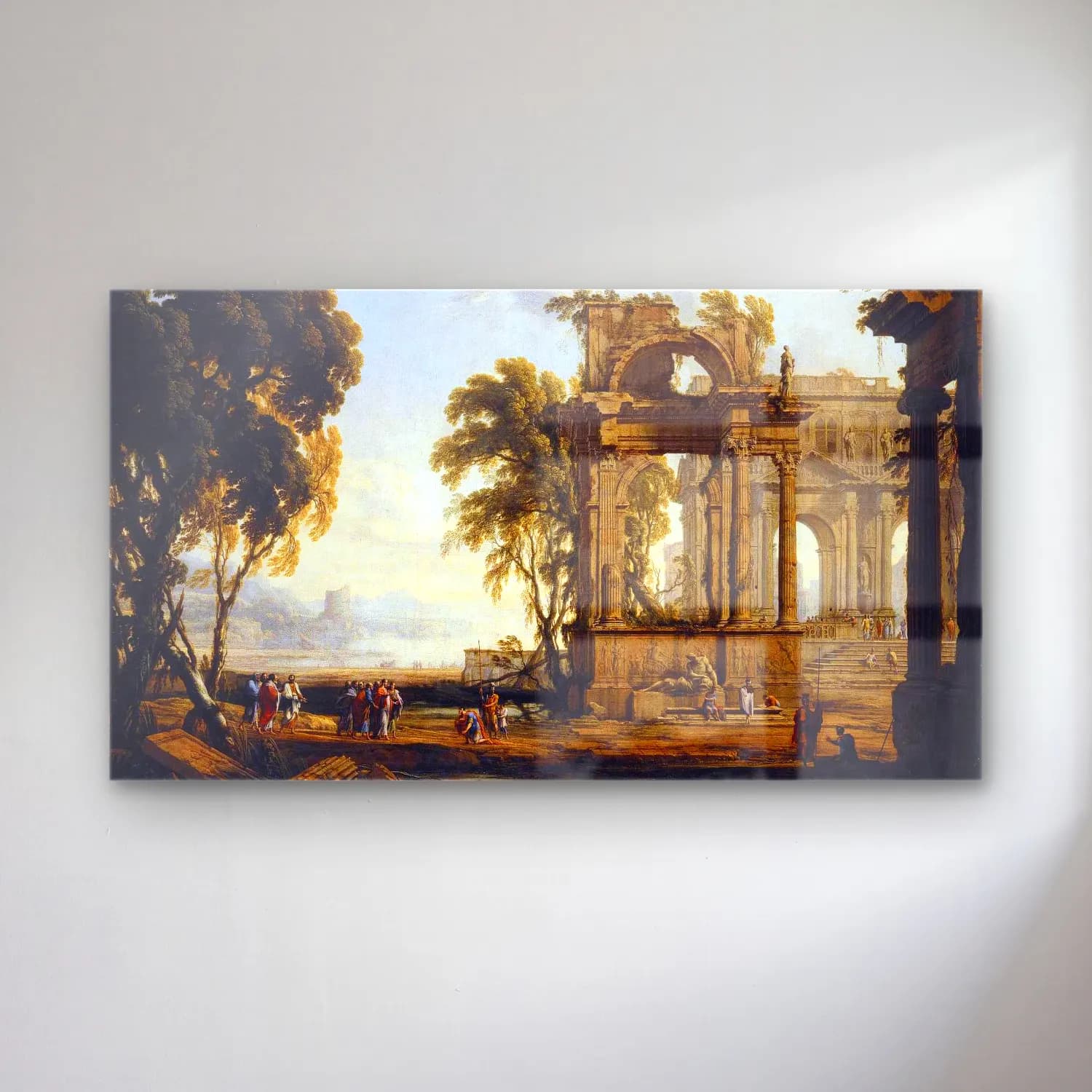 Pierre Patel – Landscape with Christ and a Centurion cam tablo — Pierre Patel – Landscape with Christ and a Centurion — yağlı boya antik kalıntılar