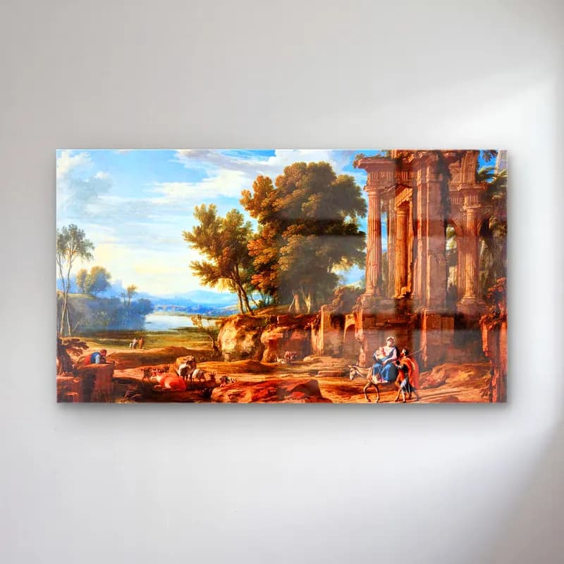 Pierre Patel – Landscape with the Flight into Egypt cam tablo — Pierre Patel – Landscape with the Flight into Egypt — yağlı boya antik kalıntılar