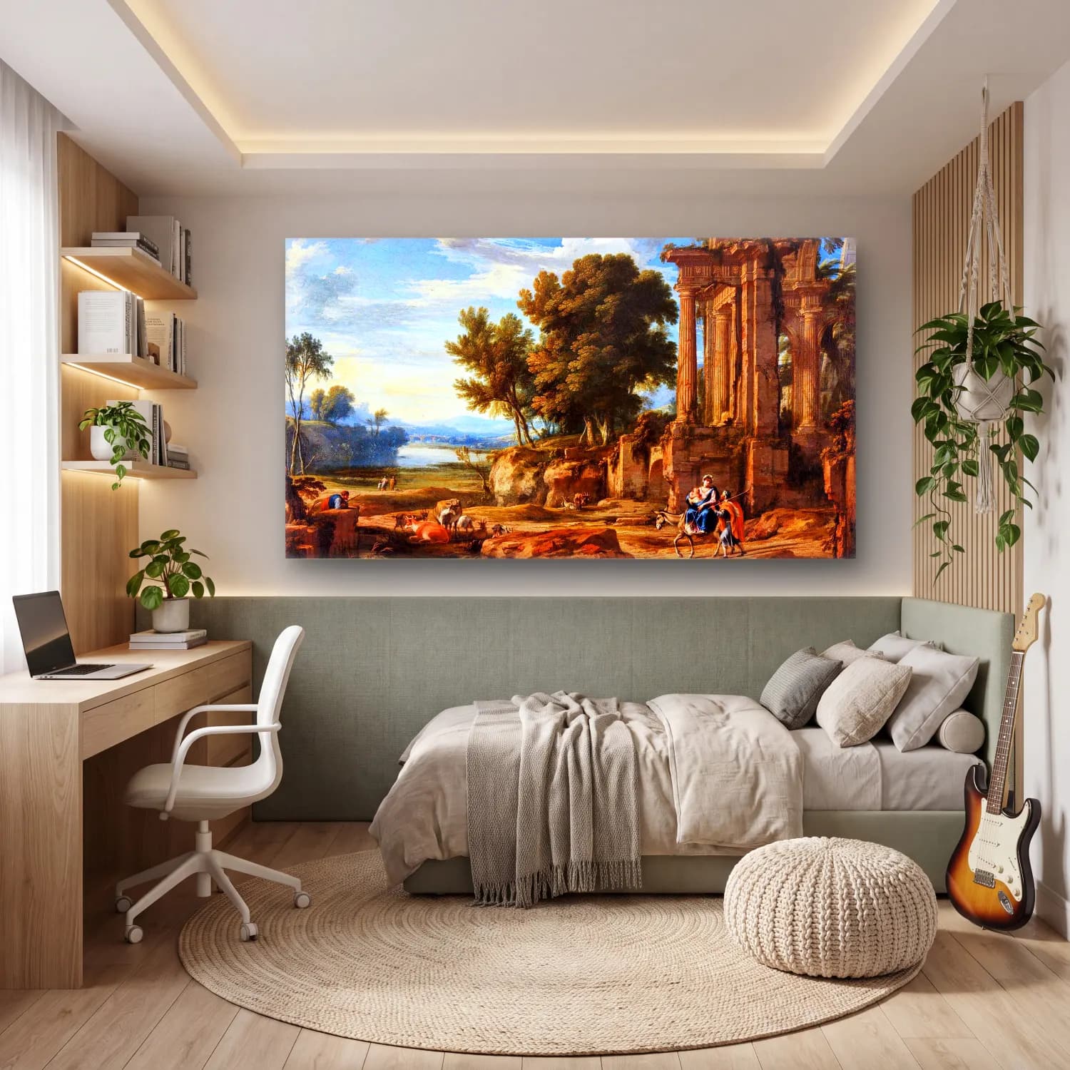 Pierre Patel – Landscape with the Flight into Egypt cam tablo — genç odasında