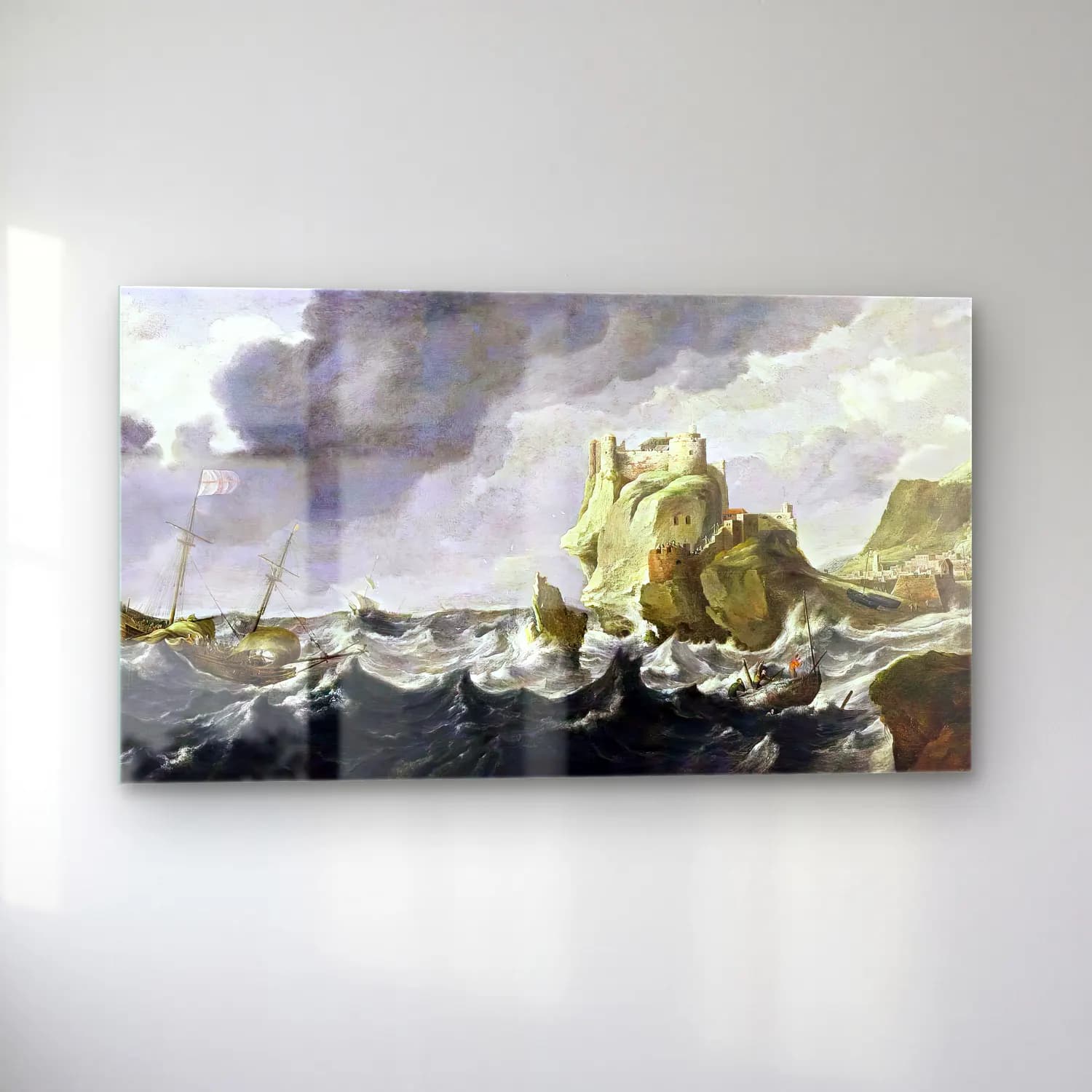 Bonaventura I Peeters – A Mediterranean Harbour Entrance cam tablo — sol açıdan görünüm