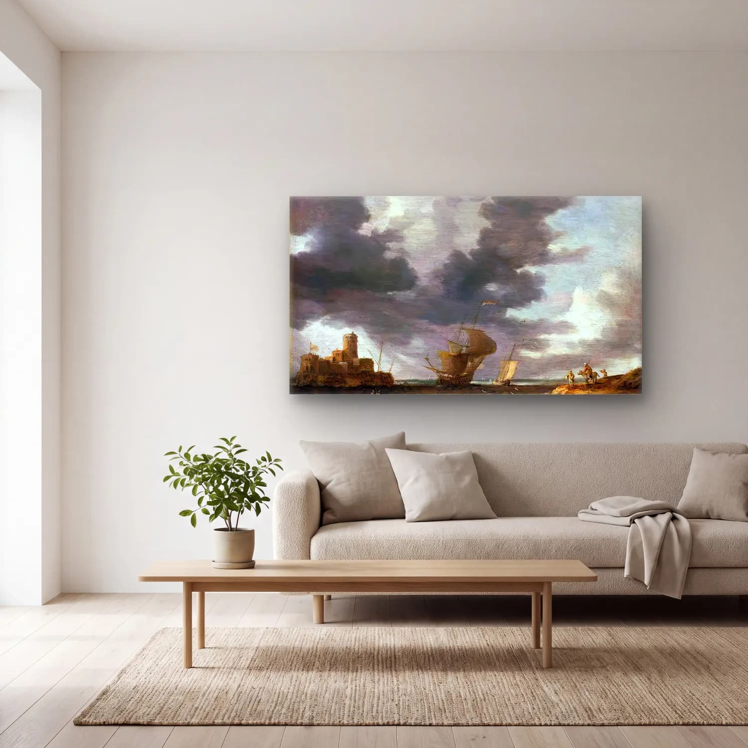 Bonaventura I Peeters – Breezy Estuary Scene cam tablo — açık renk salonda