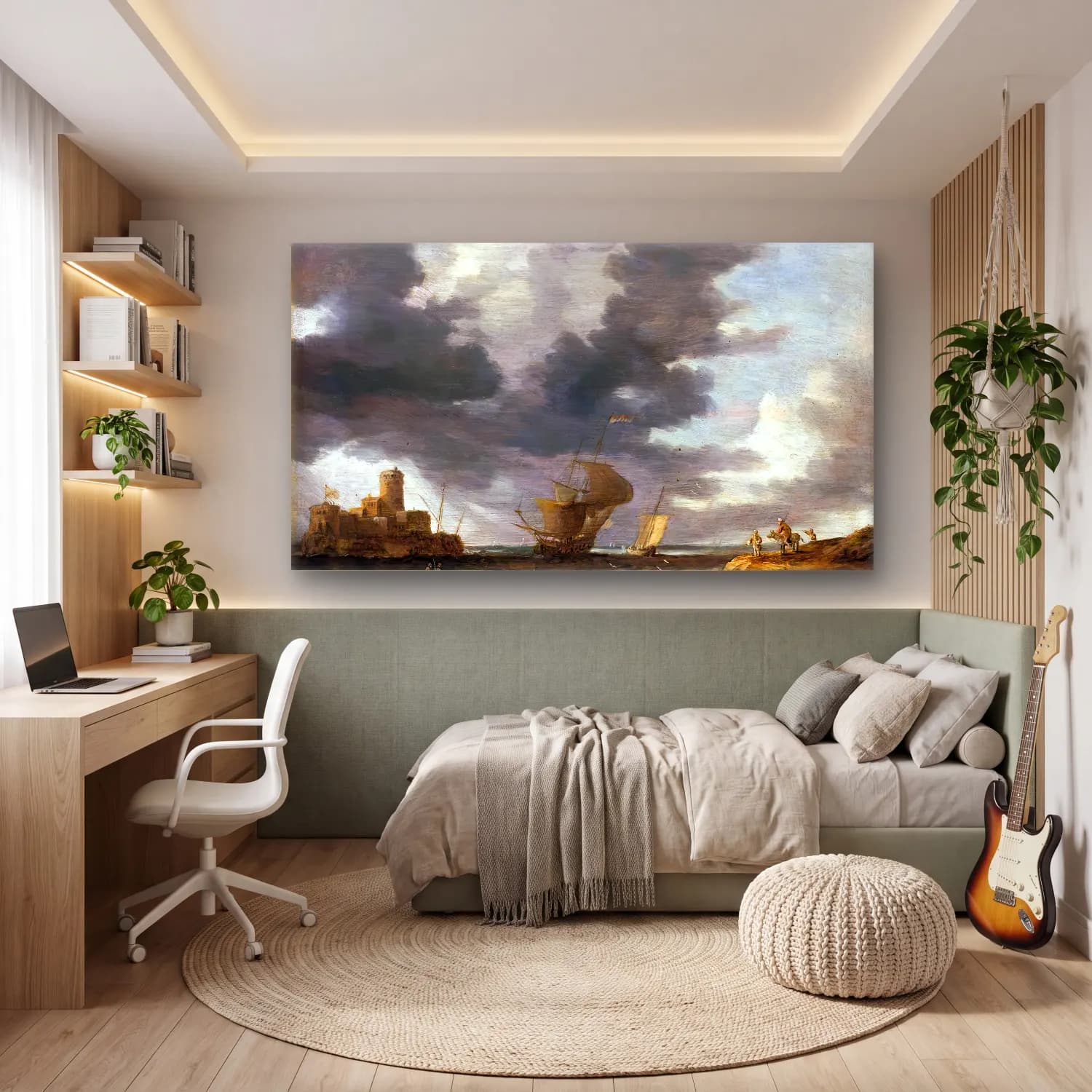Bonaventura I Peeters – Breezy Estuary Scene cam tablo — genç odasında